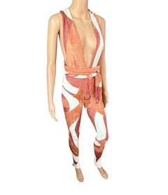 Roberto Cavalli S/S 2016 Runway Plunging Open Back Chenille Playsuit Jumpsuit