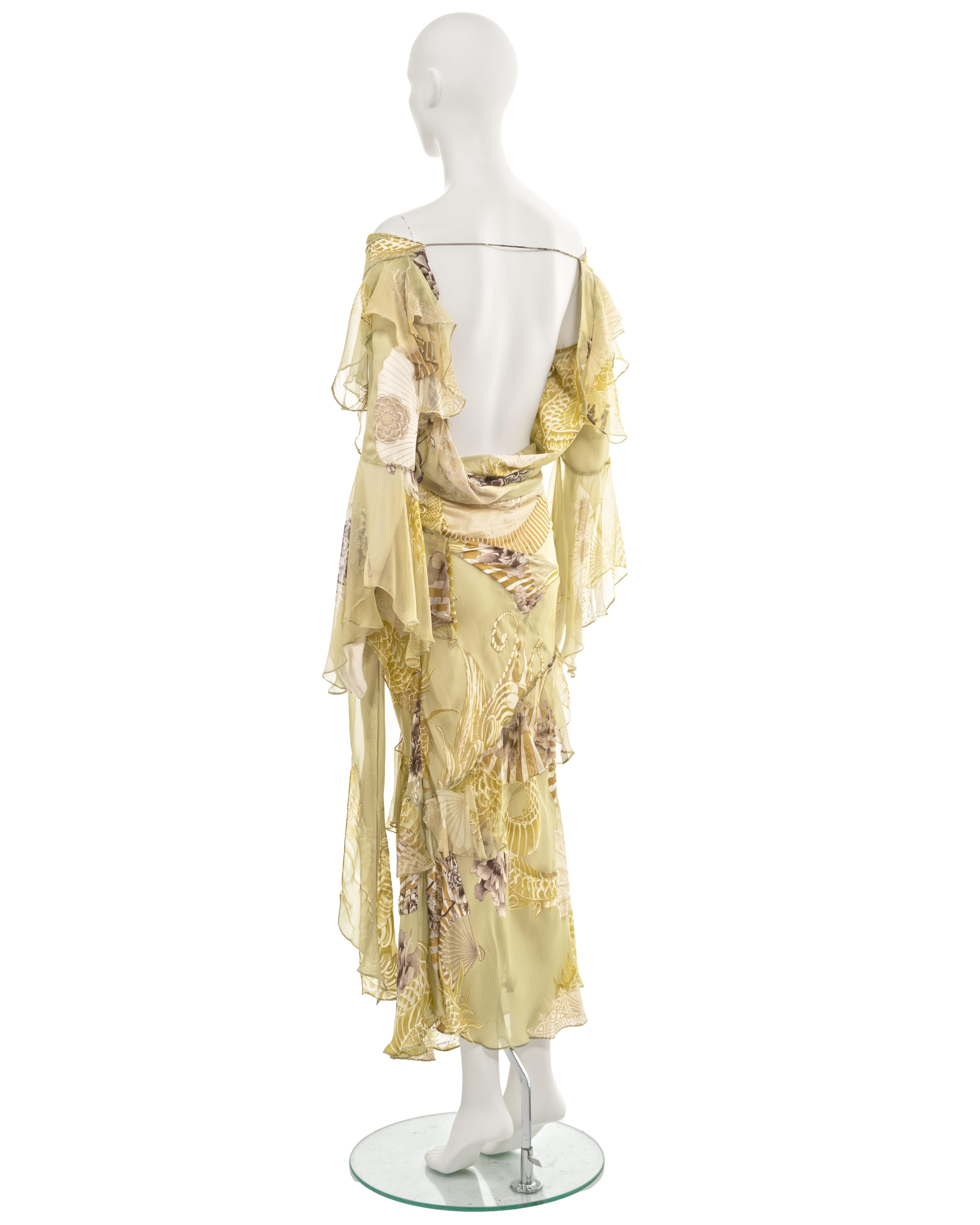 Roberto Cavalli sage green silk chiffon evening dress, fw 2006 6
