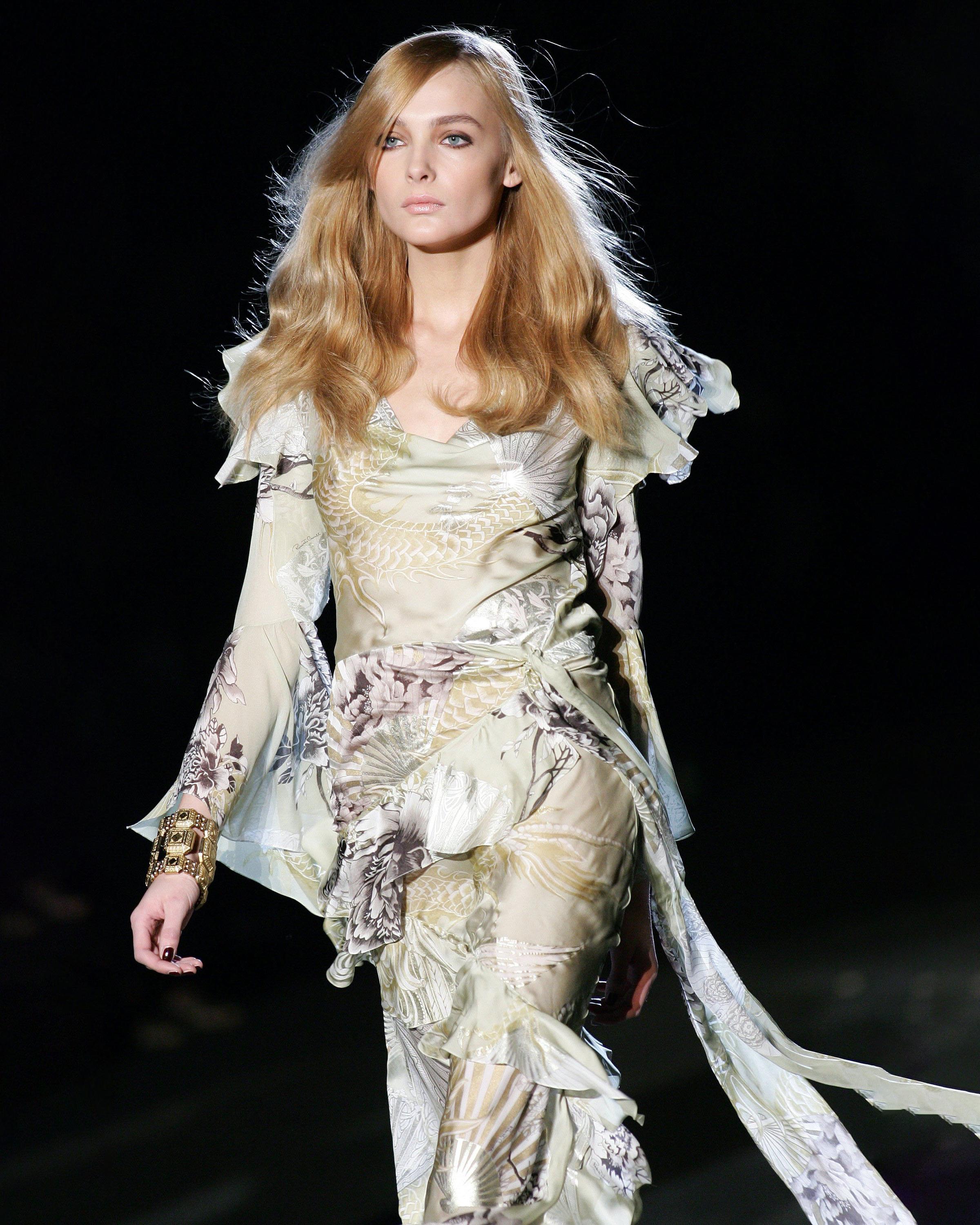 Roberto Cavalli sage green silk chiffon evening dress, fw 2006 3