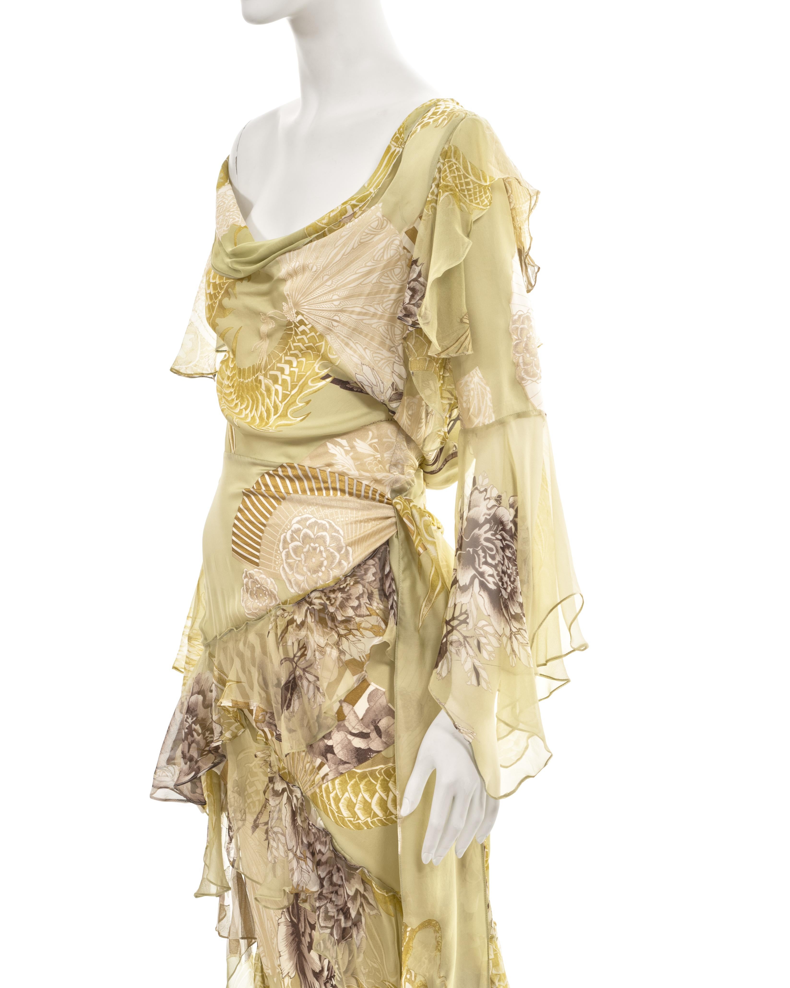 Roberto Cavalli sage green silk chiffon evening dress, fw 2006 5