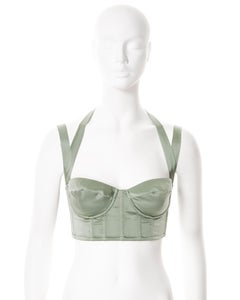 Roberto Cavalli sage green silk corset, ss 2004