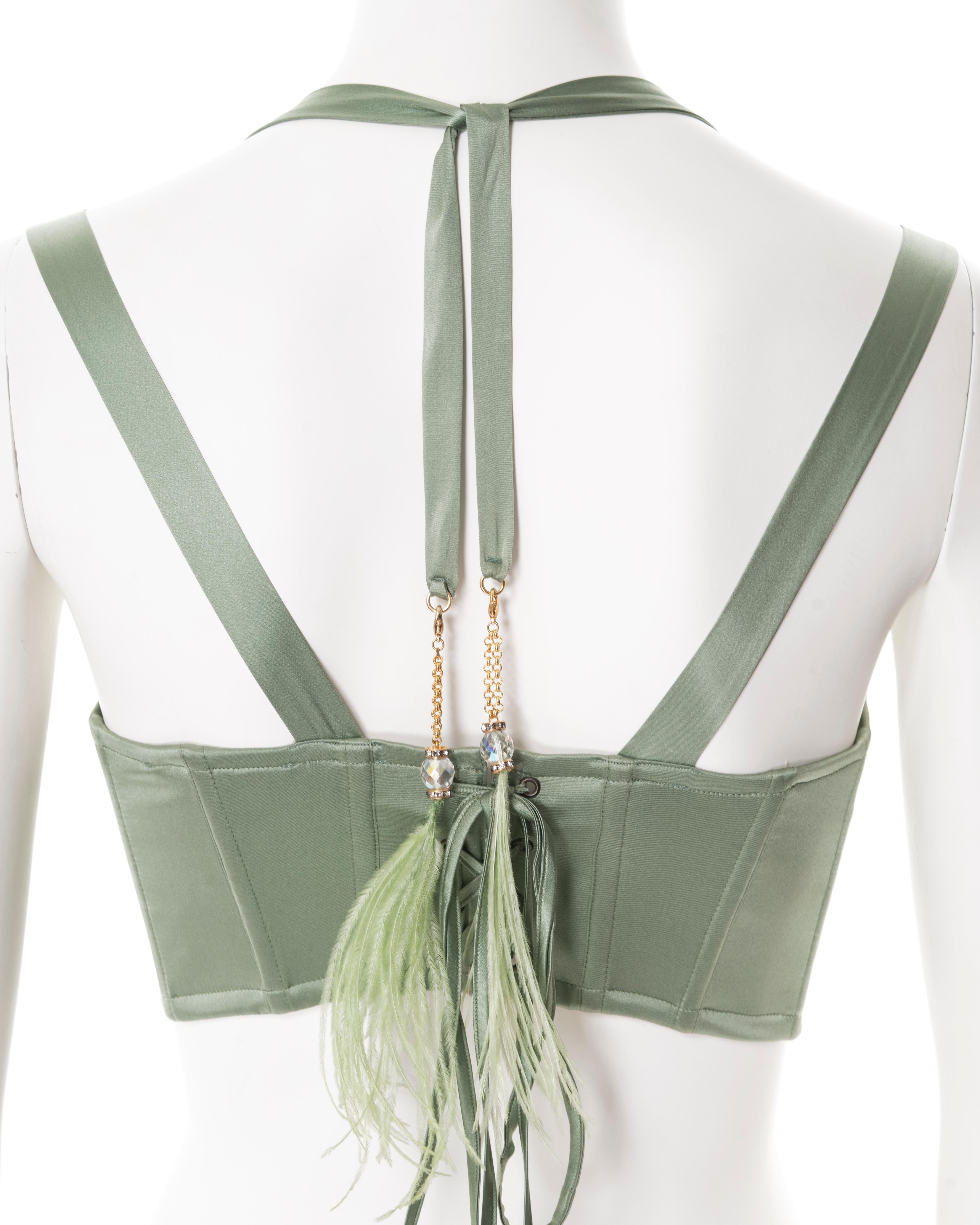 Roberto Cavalli sage green silk corset, ss 2004 For Sale 2