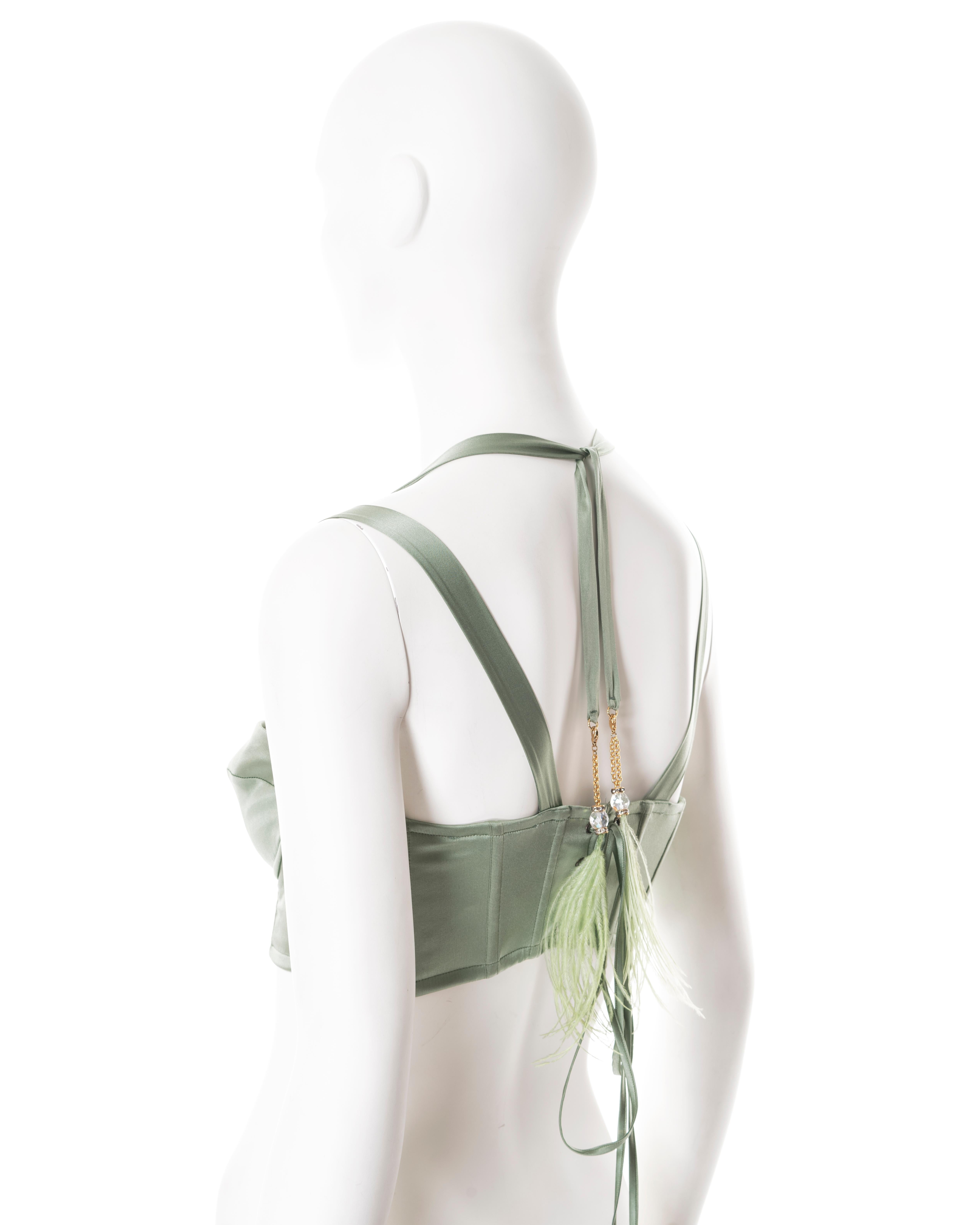 Roberto Cavalli sage green silk corset, ss 2004 For Sale 3