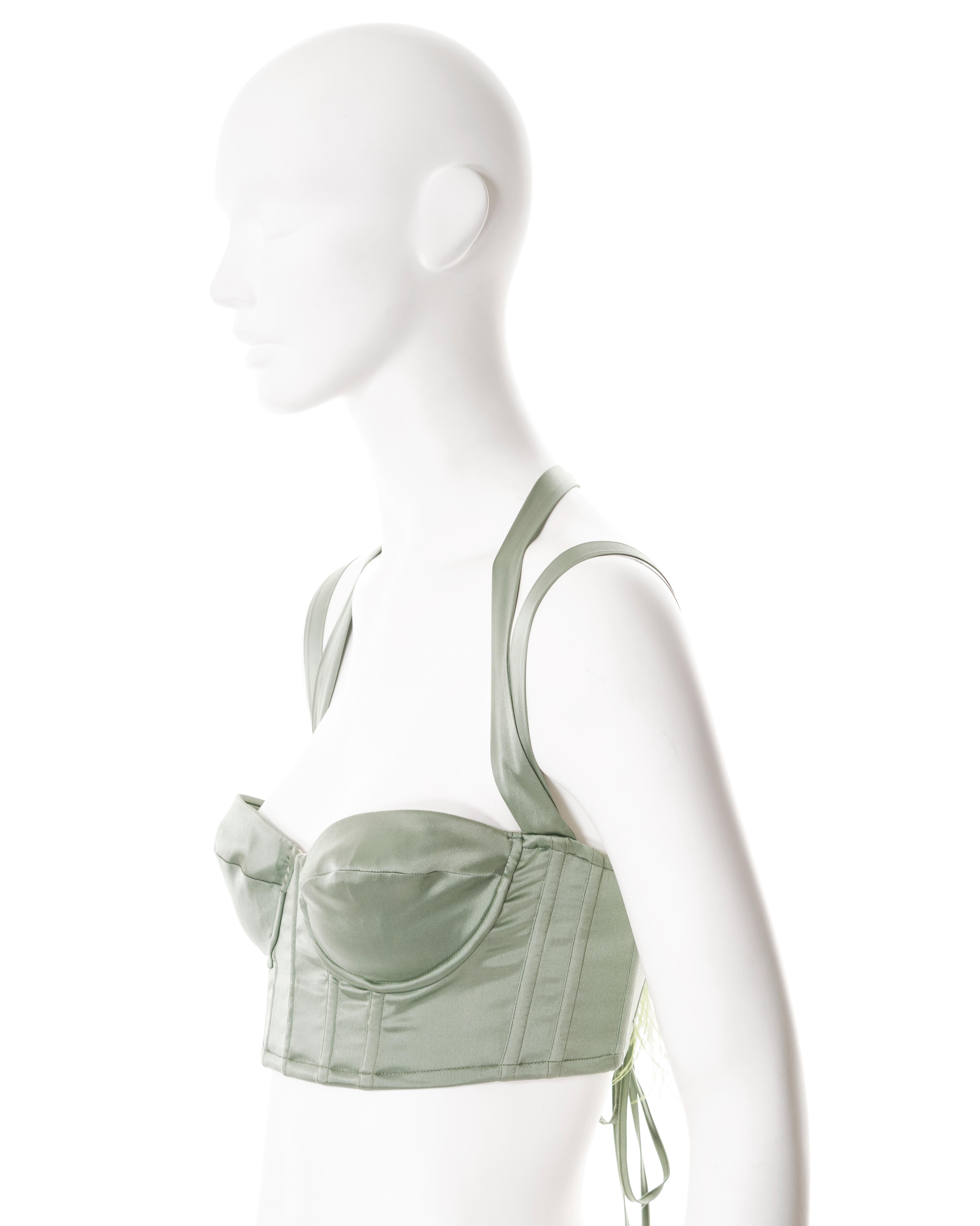 Roberto Cavalli sage green silk corset, ss 2004 For Sale 4