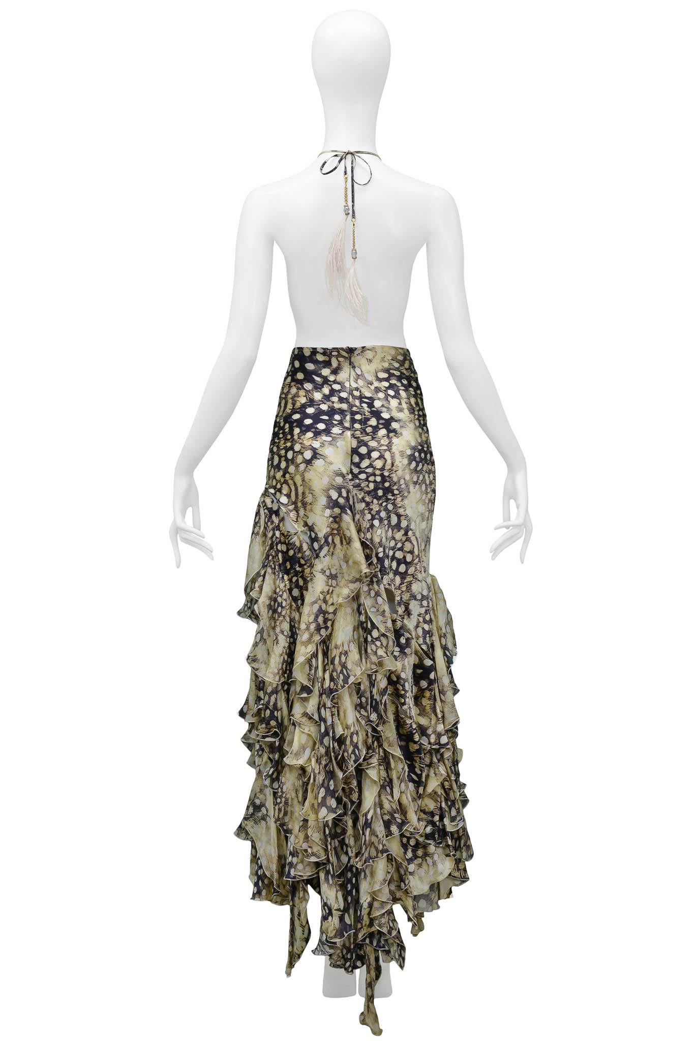 Roberto Cavalli Satin Feather Slash Gown 2004 2