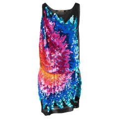 Roberto Cavalli Mini Abito in Georgette con Paillettes Taglia M