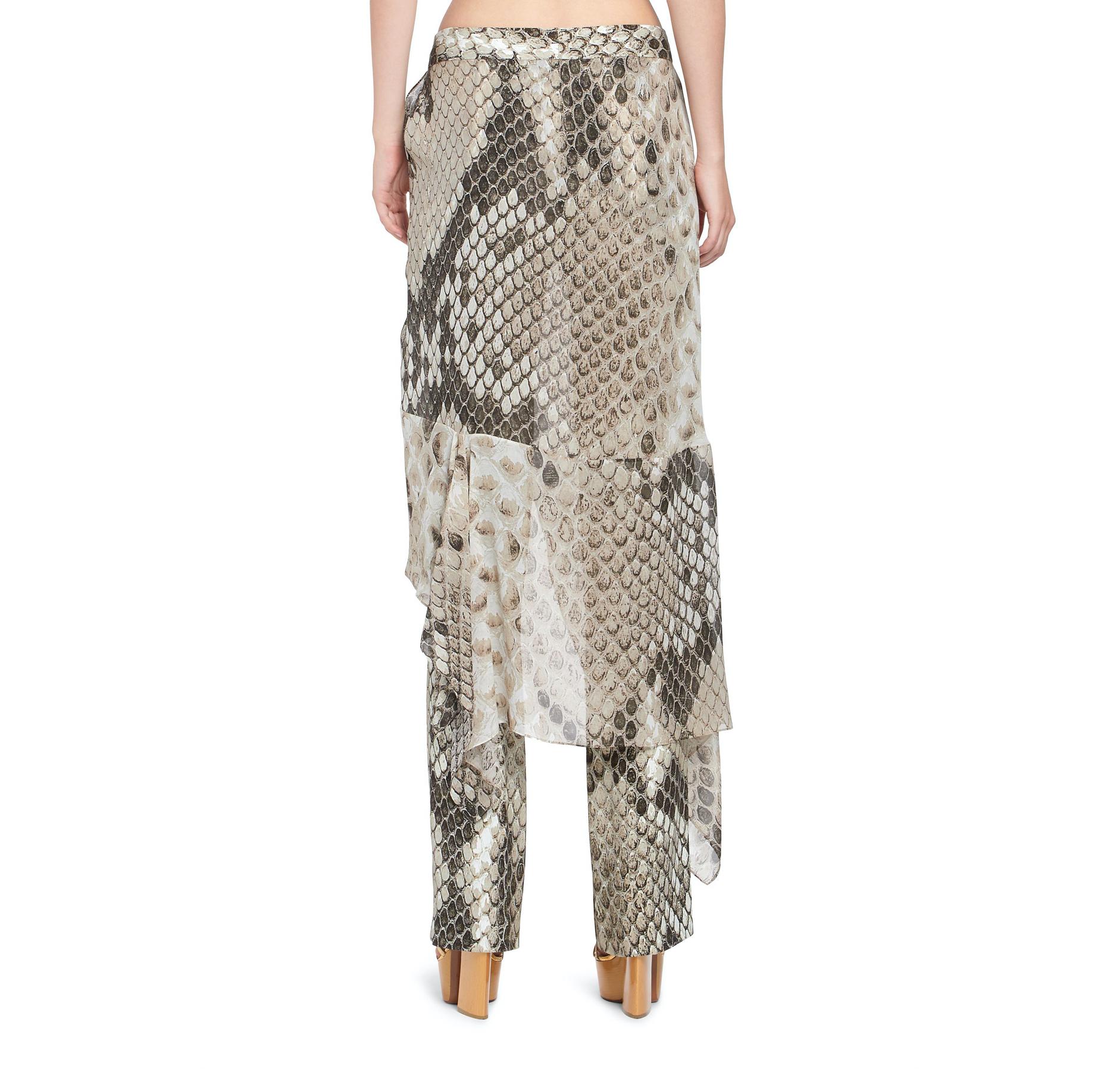 Gray Roberto Cavalli Serpiente Python Print Draped Trousers Size 42