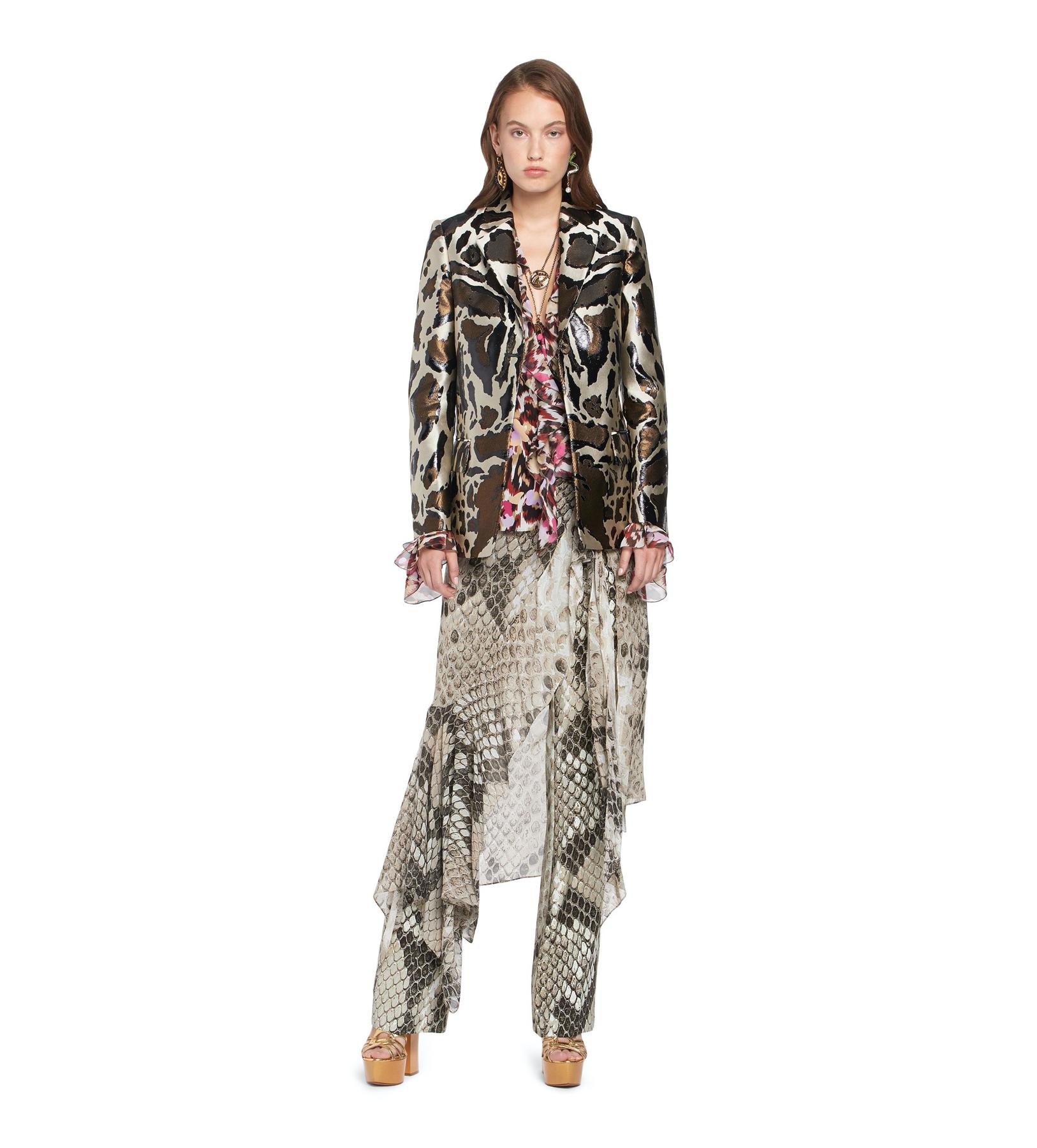 Roberto Cavalli Serpiente Python Print Draped Trousers Size 42 In New Condition In Paradise Island, BS