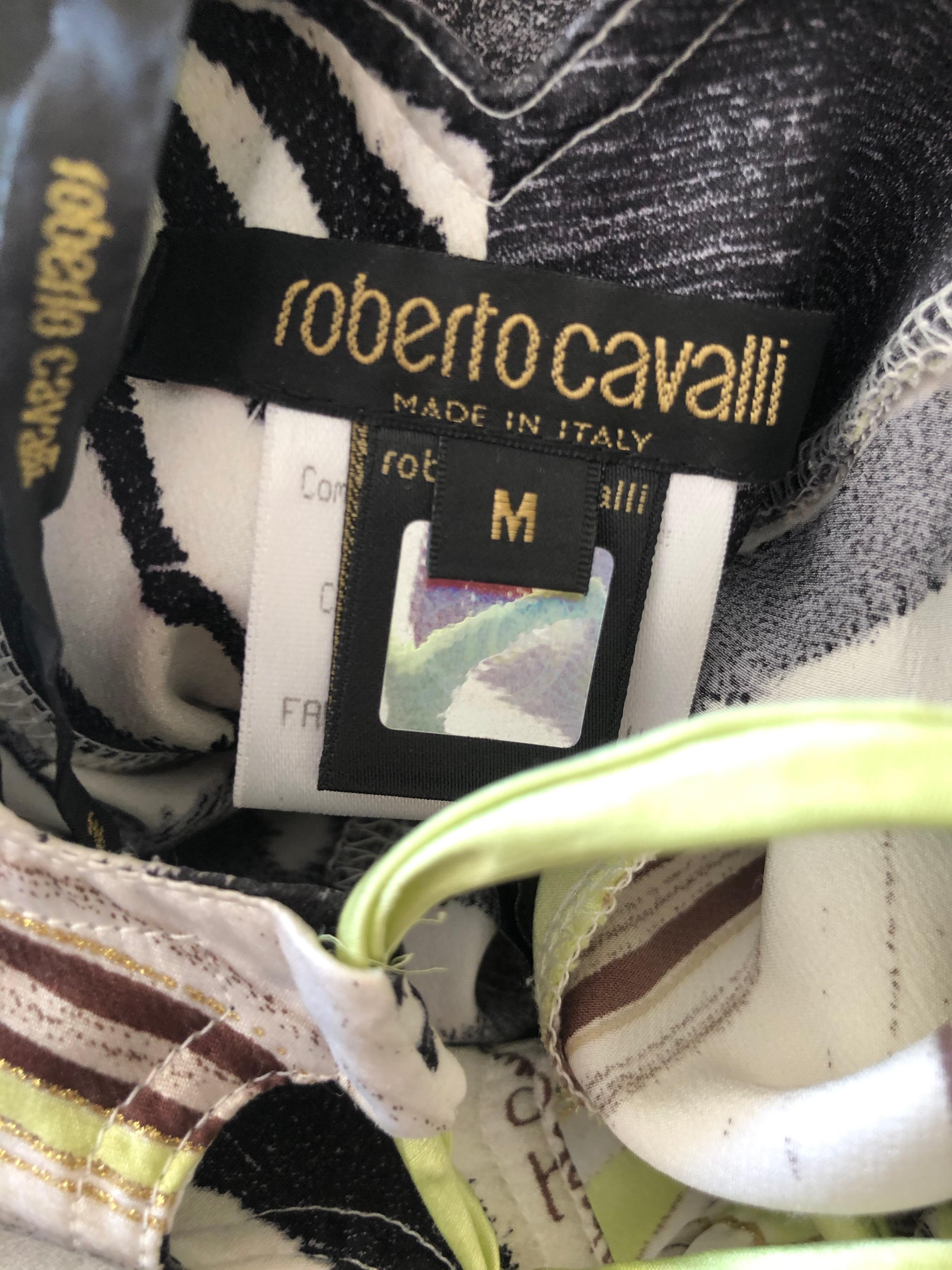 Roberto Cavalli Sexy Back Animal Print Silk Evening Dress with Train For Sale 3