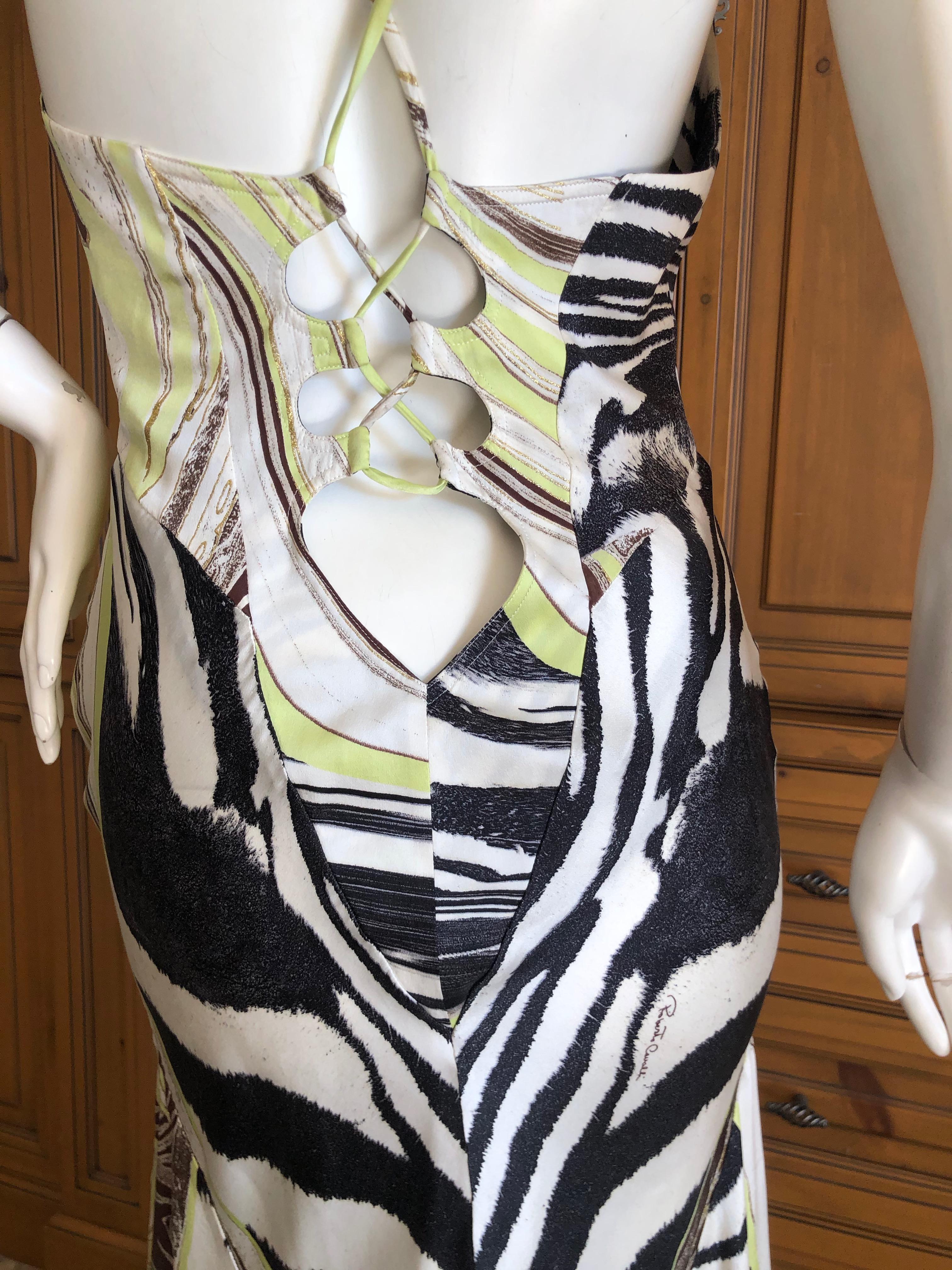 Roberto Cavalli Sexy Back Animal Print Silk Evening Dress with Train
Size M , there is a lot of stretch
Bust 38