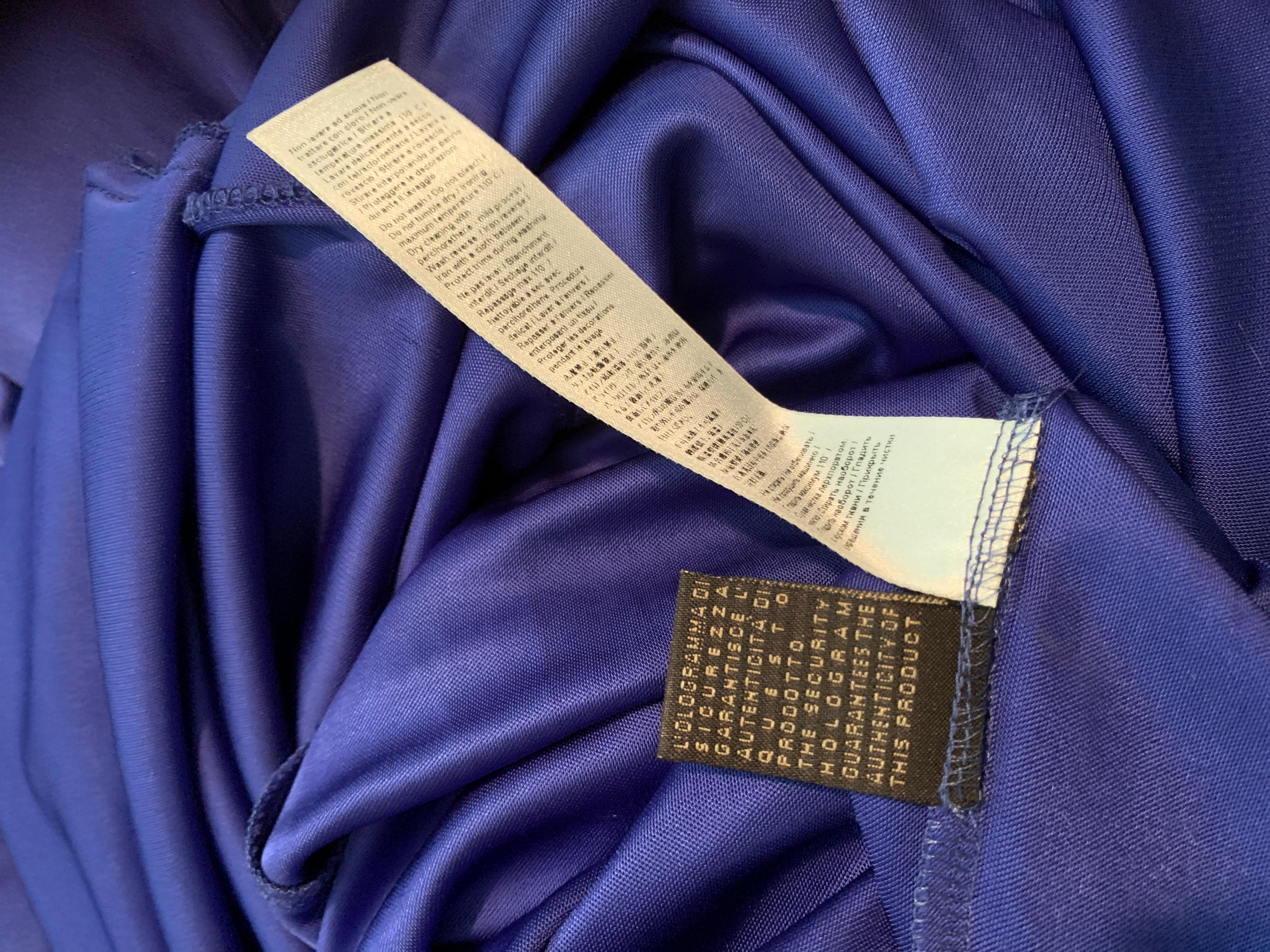 Roberto Cavalli Sexy Blaues Jersey-Schlangenkleid aus Jersey mit Juwelenbesatz aus Schiefer Größe 40 im Angebot 10