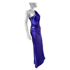 Roberto Cavalli Sexy Blaues Jersey-Schlangenkleid aus Jersey mit Juwelenbesatz aus Schiefer Größe 40