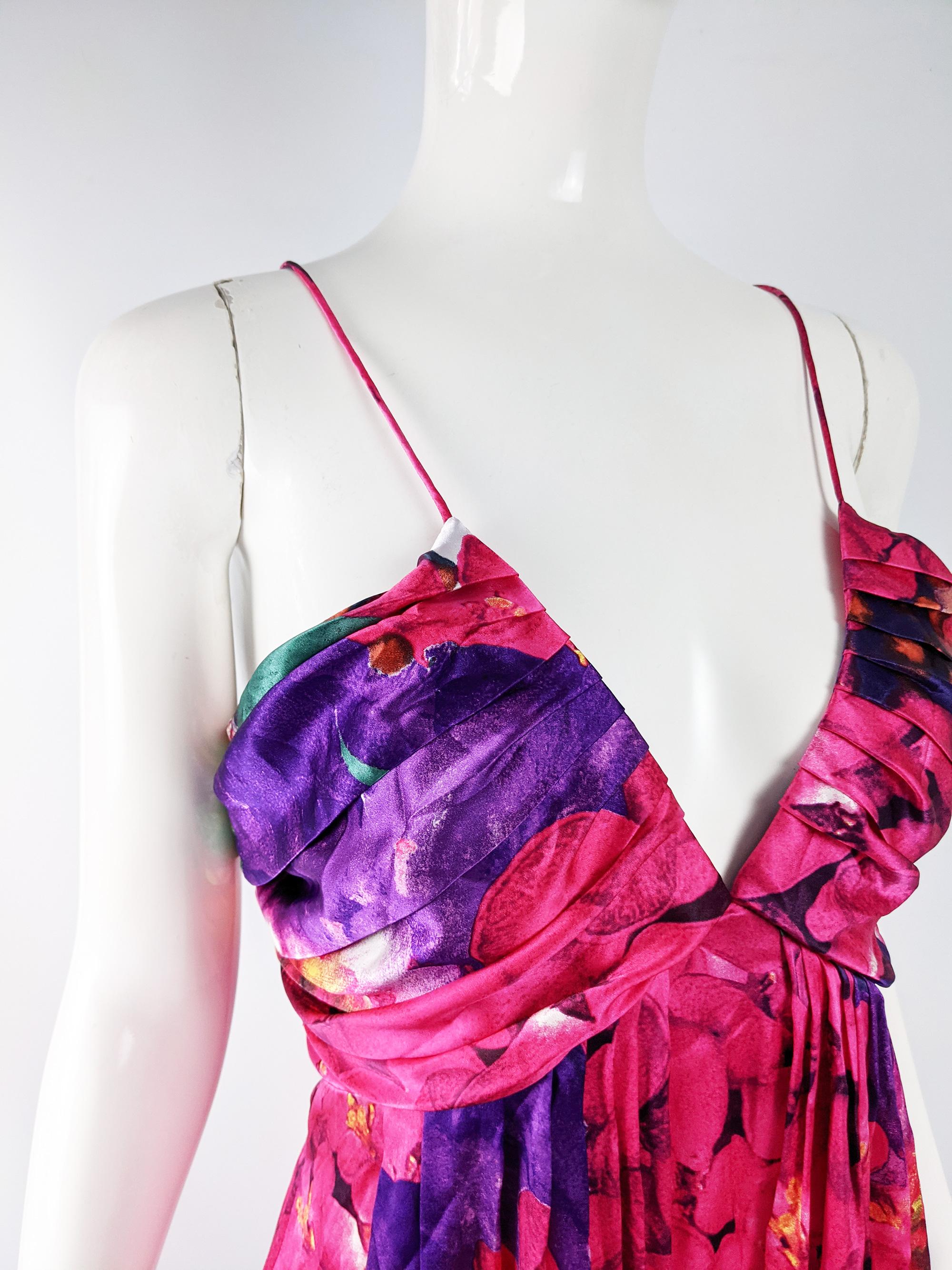 Roberto Cavalli Sexy Plunging Open Back Silk Party Dress, 2000s 1