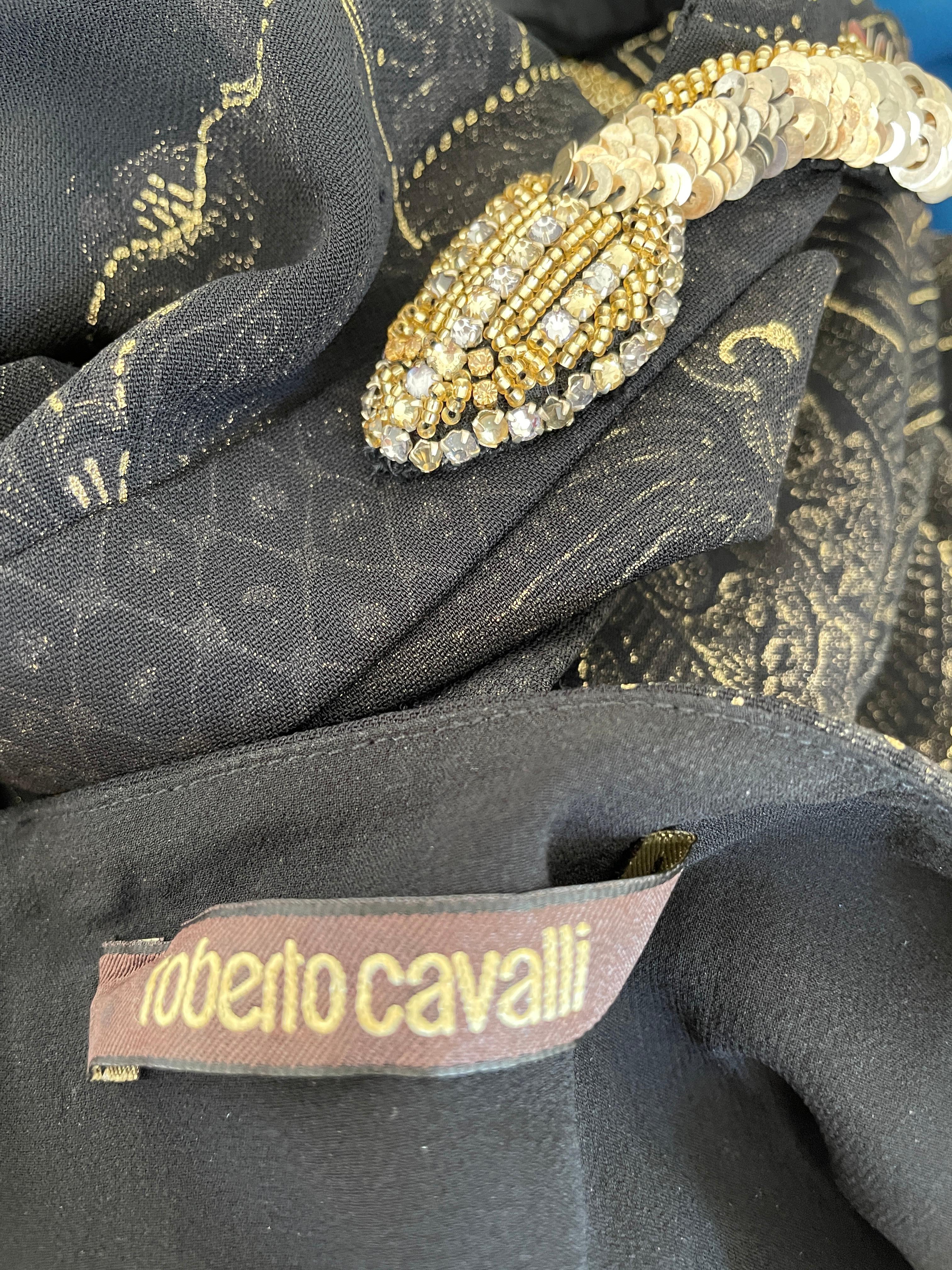 Roberto Cavalli Sexy Vintage Cut Out Evening Dress with Beaded Snake at Waist. For Sale 6
