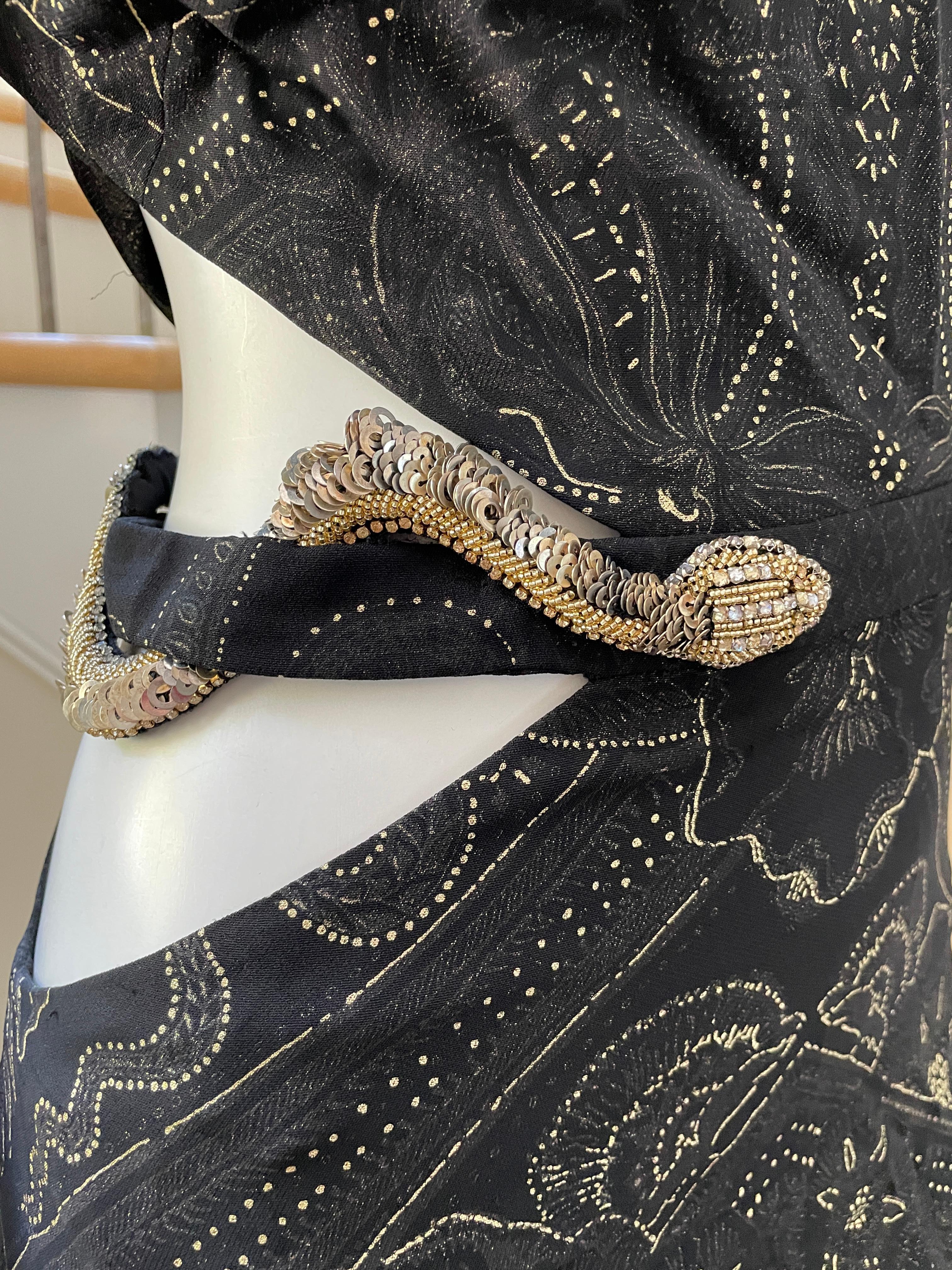 Women's Roberto Cavalli Sexy Vintage Cut Out Evening Dress with Beaded Snake at Waist. For Sale