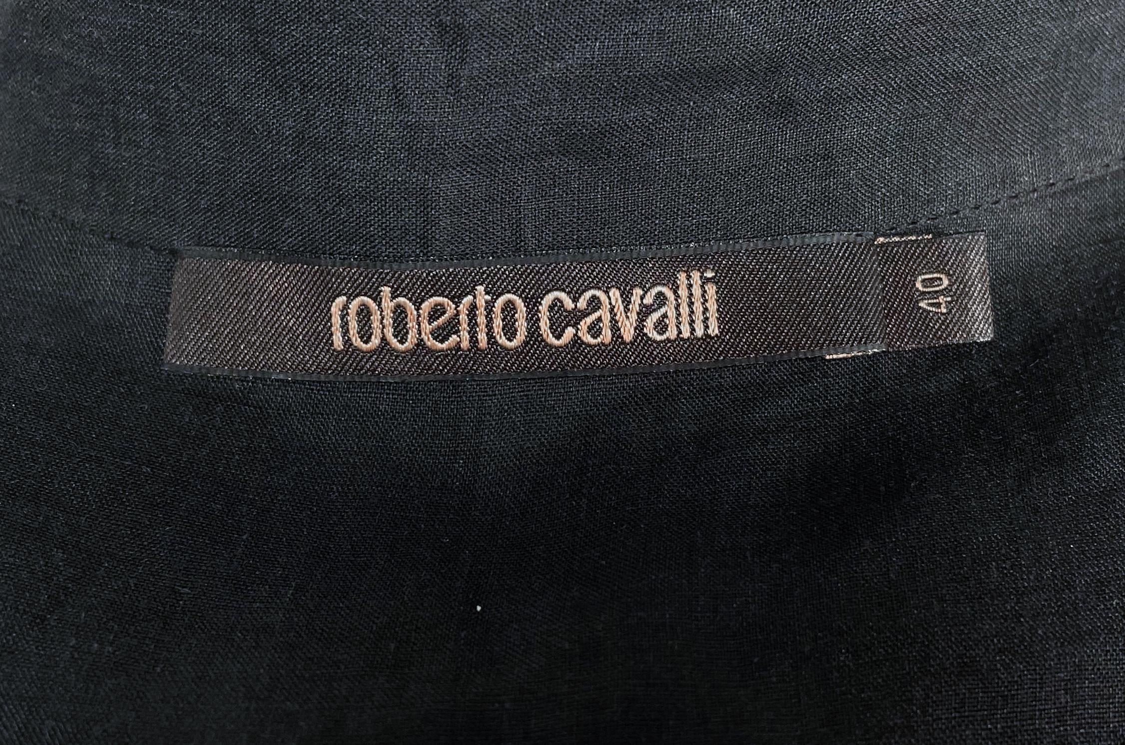 Roberto Cavalli sheer black floral appliqué blouse, 2000s For Sale 2