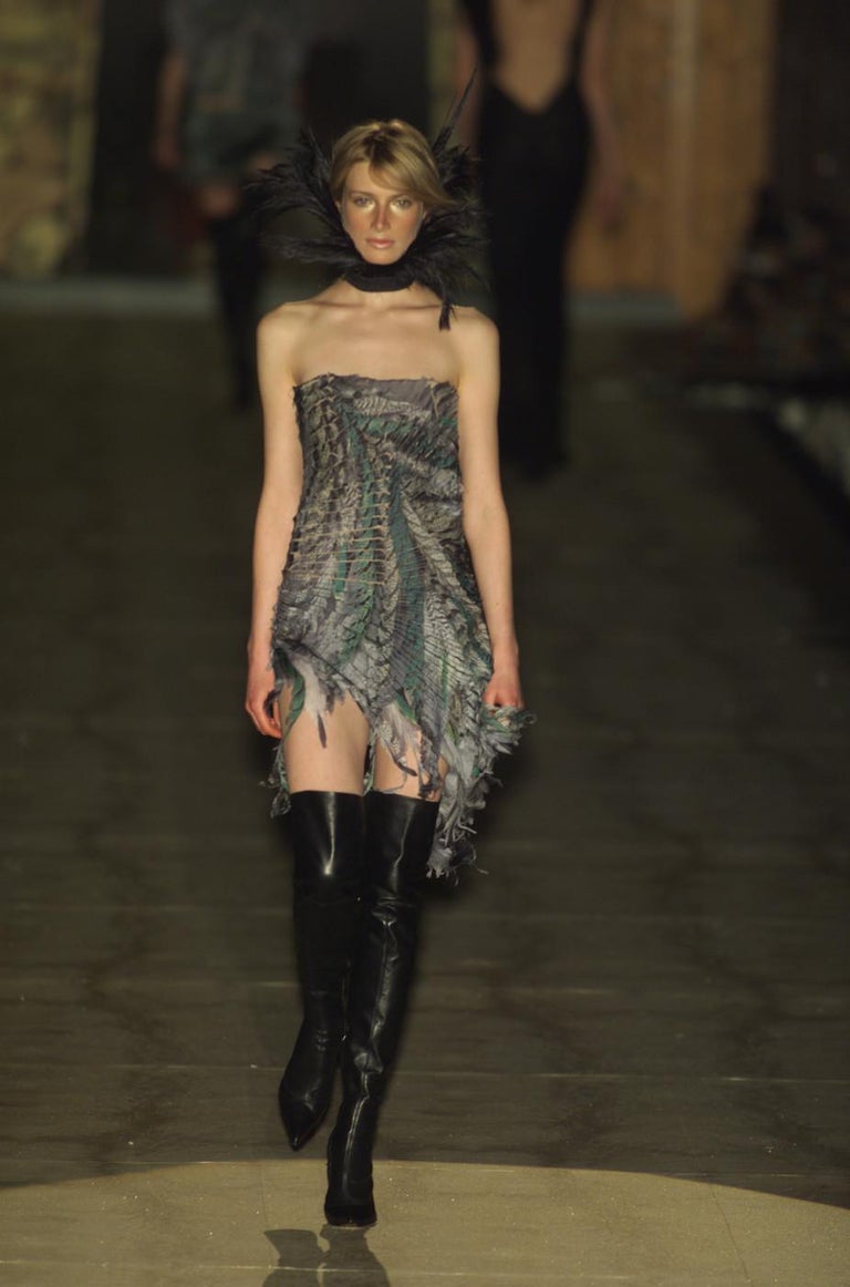 Roberto Cavalli shredded silk corseted evening dress, fw 2001 Roberto Cavalli shredded silk corseted evening dress, fw 2001