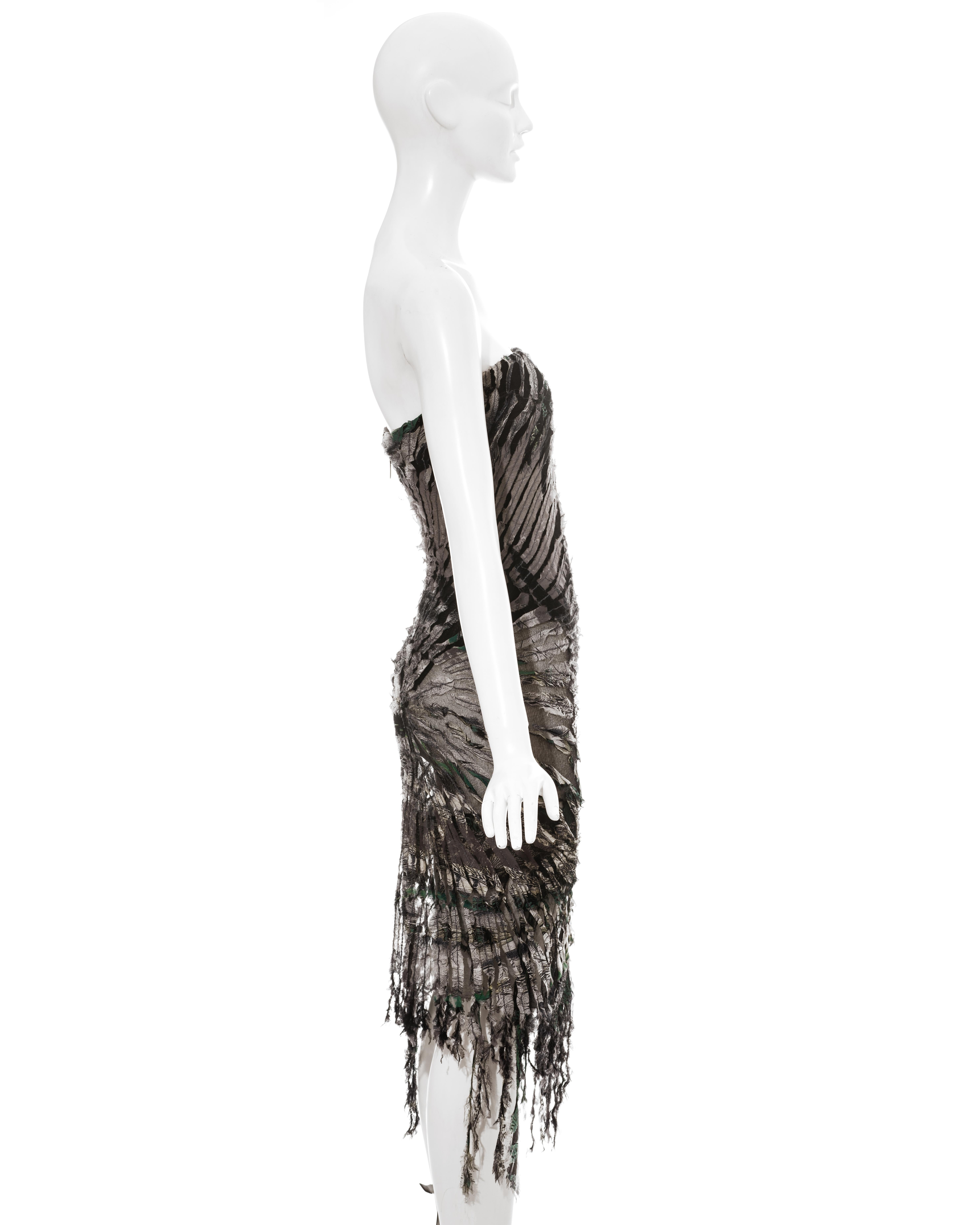 Roberto Cavalli shredded silk corseted evening dress, fw 2001 In Good Condition For Sale In London, GB