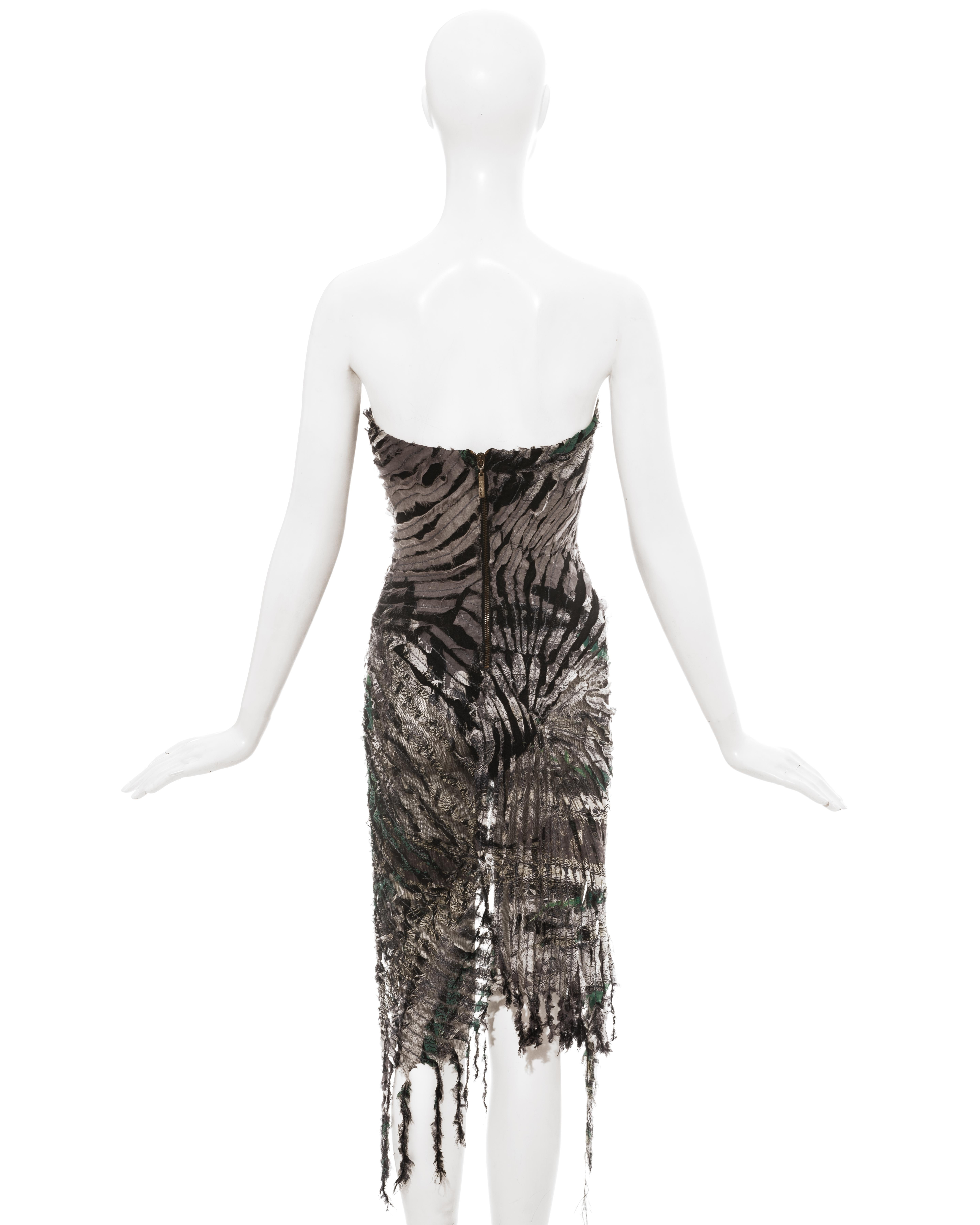 Women's Roberto Cavalli shredded silk corseted evening dress, fw 2001 For Sale