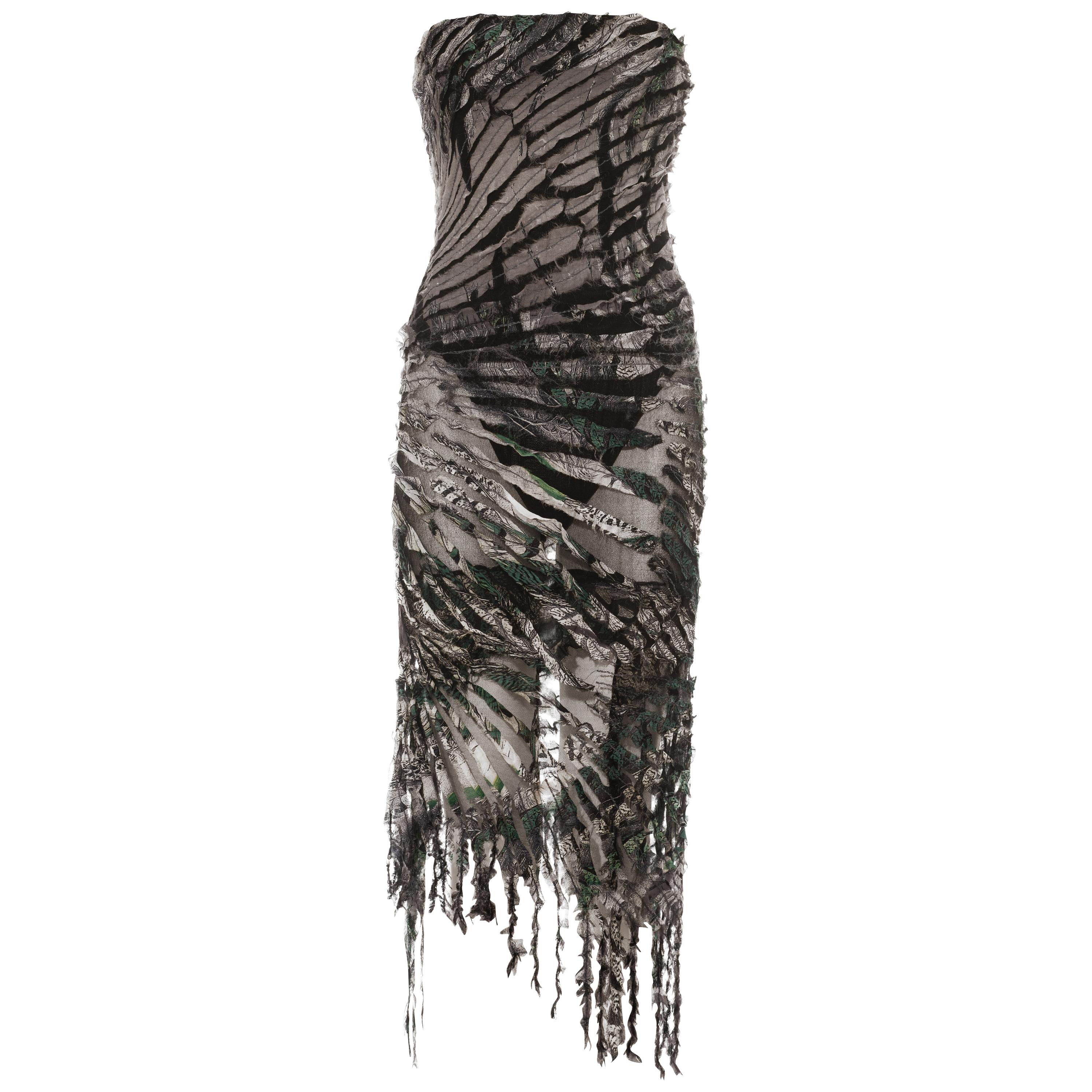 Roberto Cavalli shredded silk corseted evening dress, fw 2001 For Sale