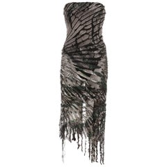 Retro Roberto Cavalli shredded silk corseted evening dress, fw 2001