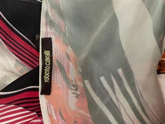 Roberto Cavalli Italy Signature Silk Abstract Print One Shoulder Gown Size 8