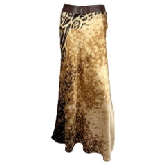 Jupe en soie et cuir à imprimé animalier Roberto Cavalli, SS 2002