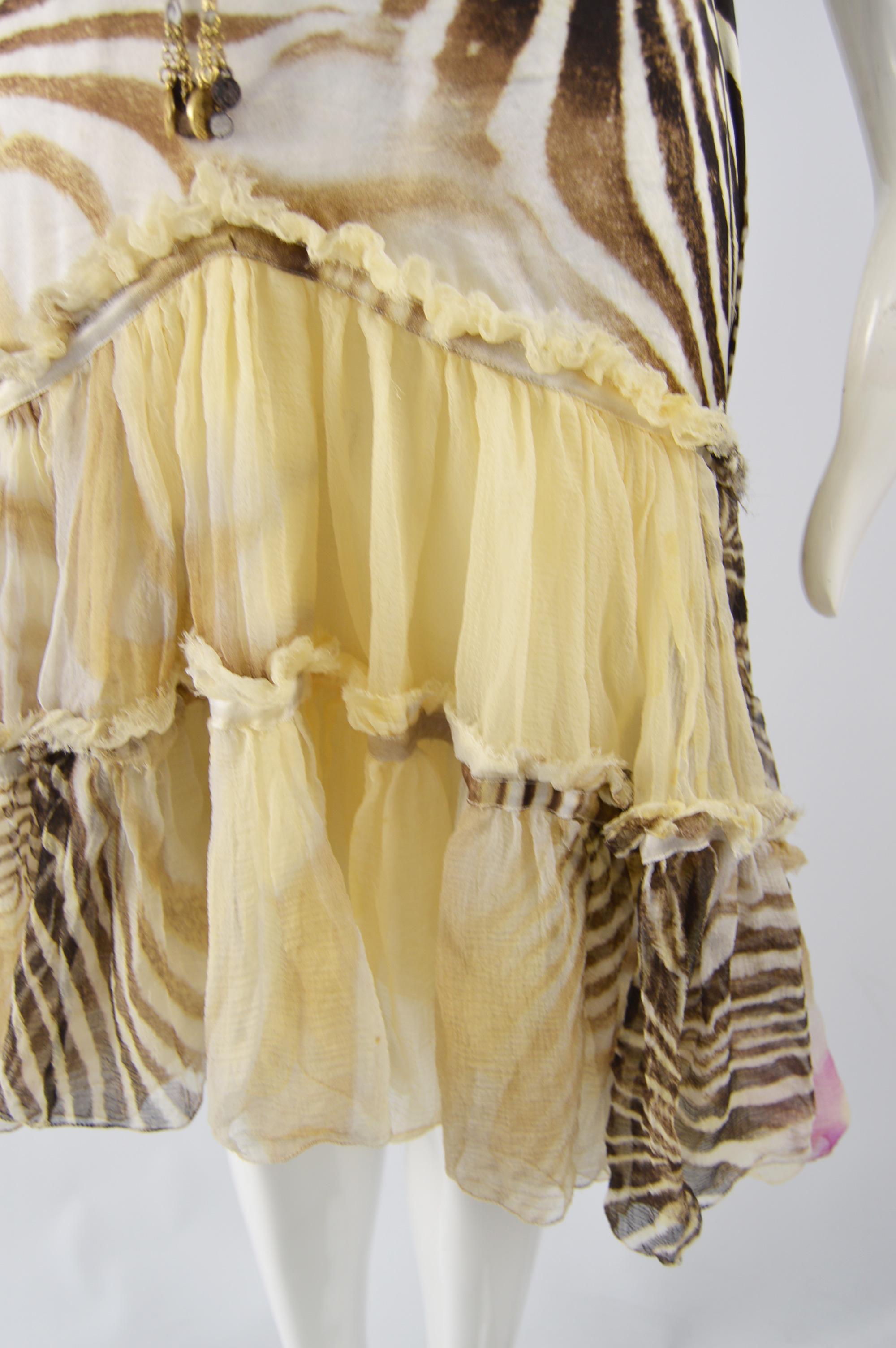 Roberto Cavalli Silk Animal Print Chiffon Dress In Excellent Condition For Sale In Doncaster, South Yorkshire