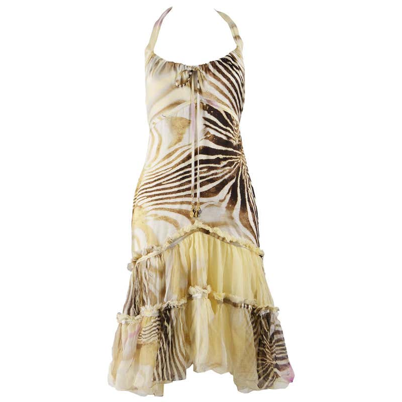 Roberto Cavalli Silk Animal Print Chiffon Dress For Sale at 1stDibs ...