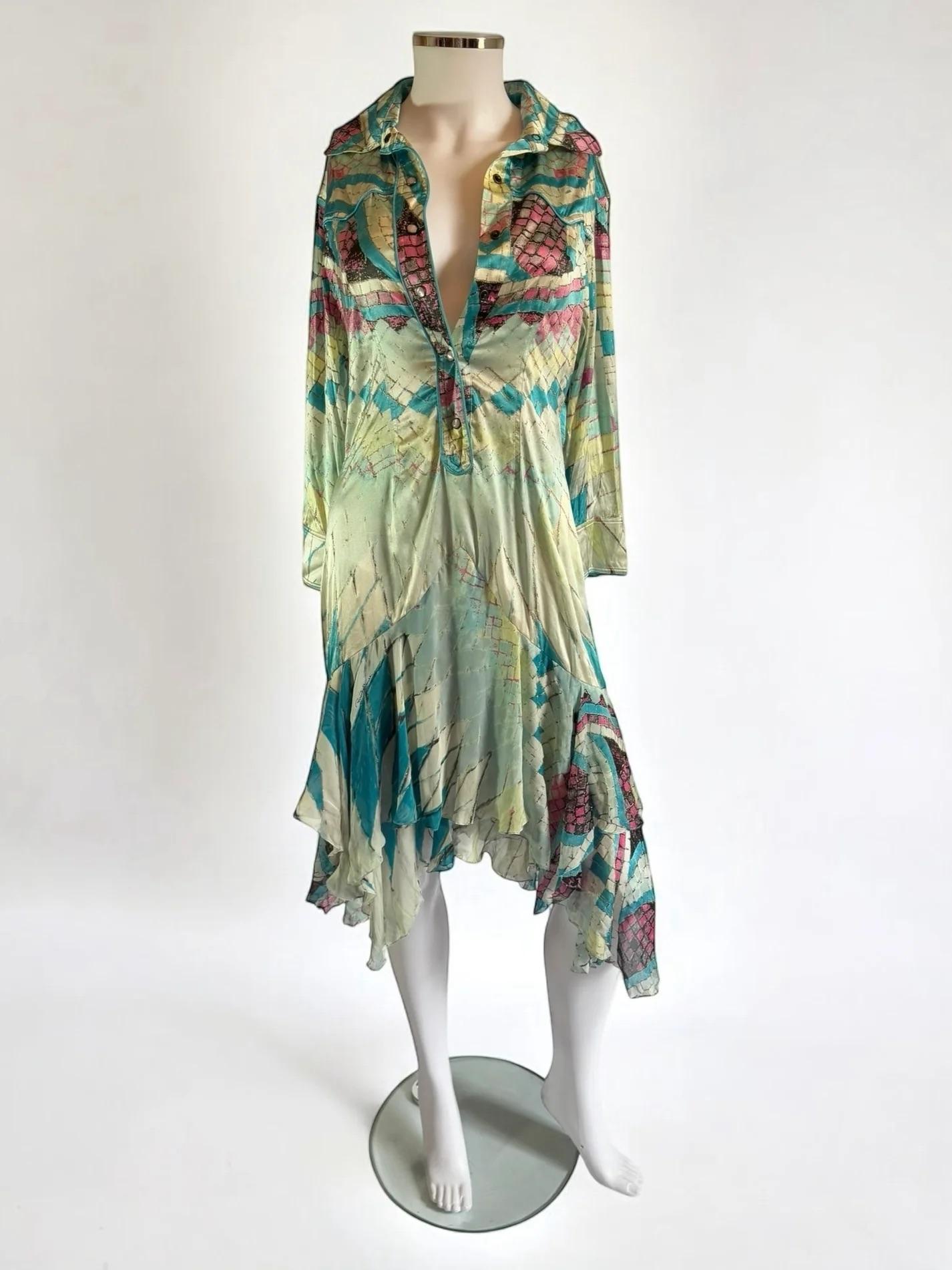 Gray Roberto Cavalli Silk Kaleidoscope Dress, SS 2004