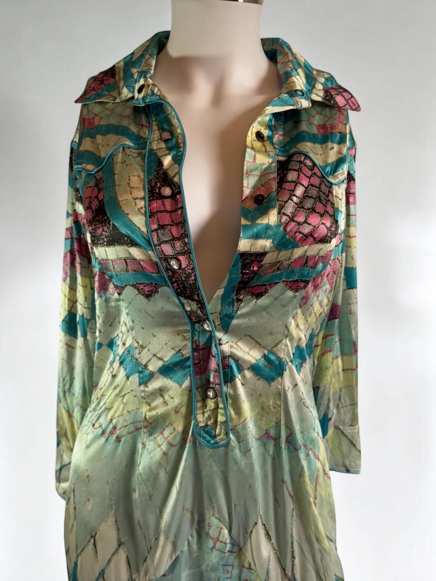Roberto Cavalli Silk Kaleidoscope Dress, SS 2004 In Good Condition In Marlborough, GB