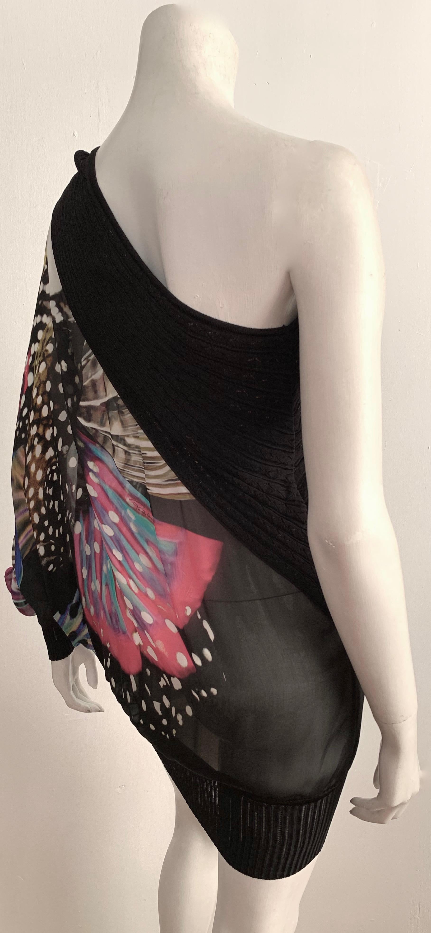 Roberto Cavalli Silk One Shoulder Dress Size 4.  For Sale 6