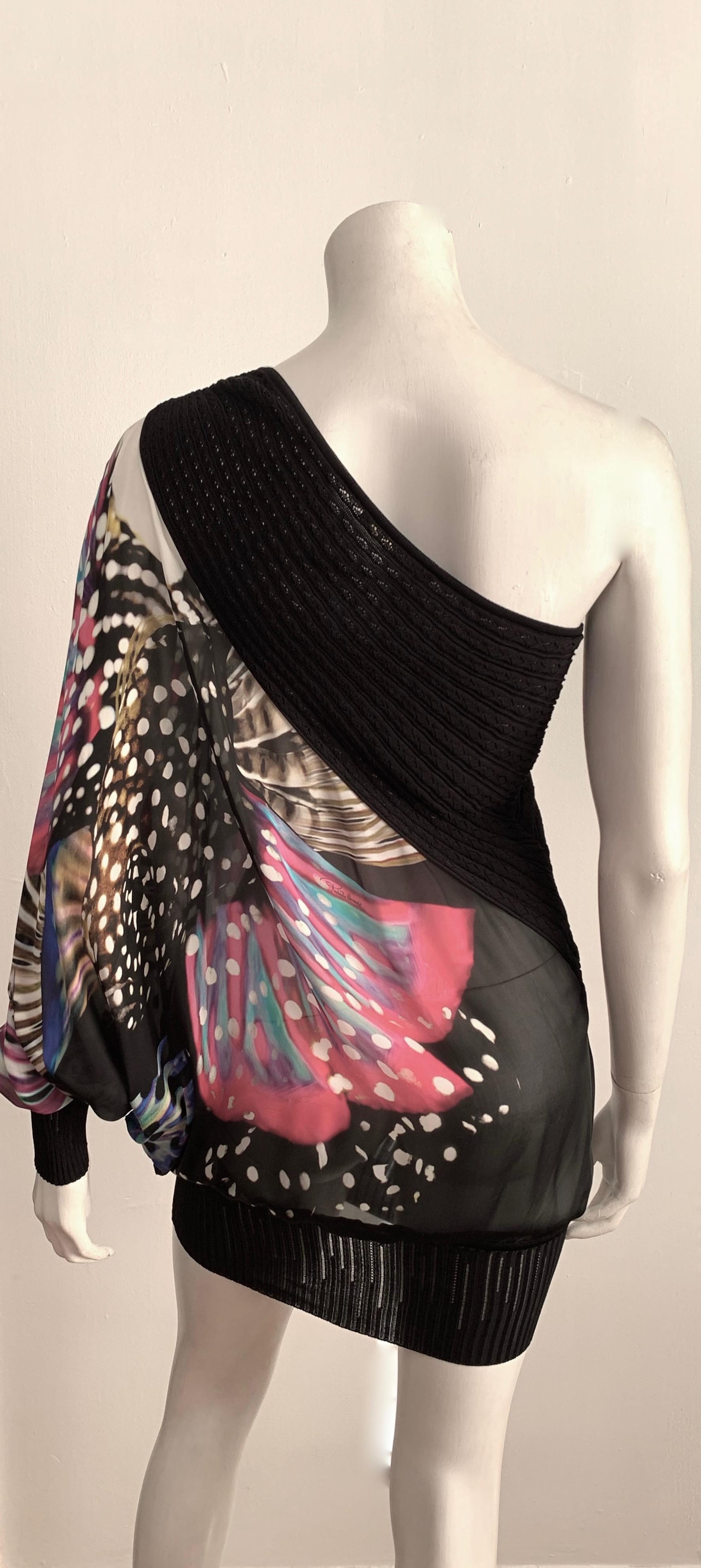 Roberto Cavalli Silk One Shoulder Dress Size 4.  For Sale 7