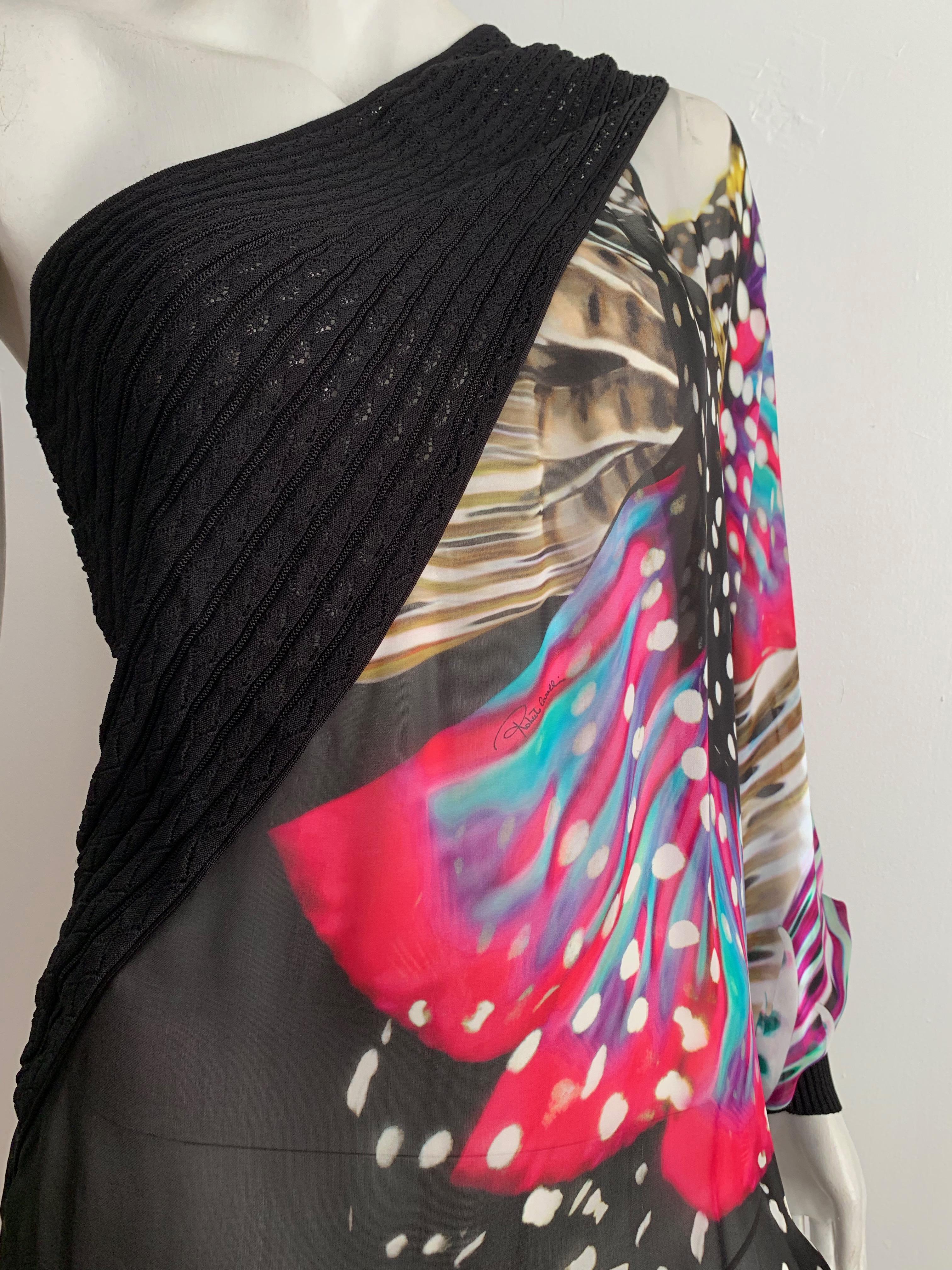 Roberto Cavalli Silk One Shoulder Dress Size 4.  For Sale 11