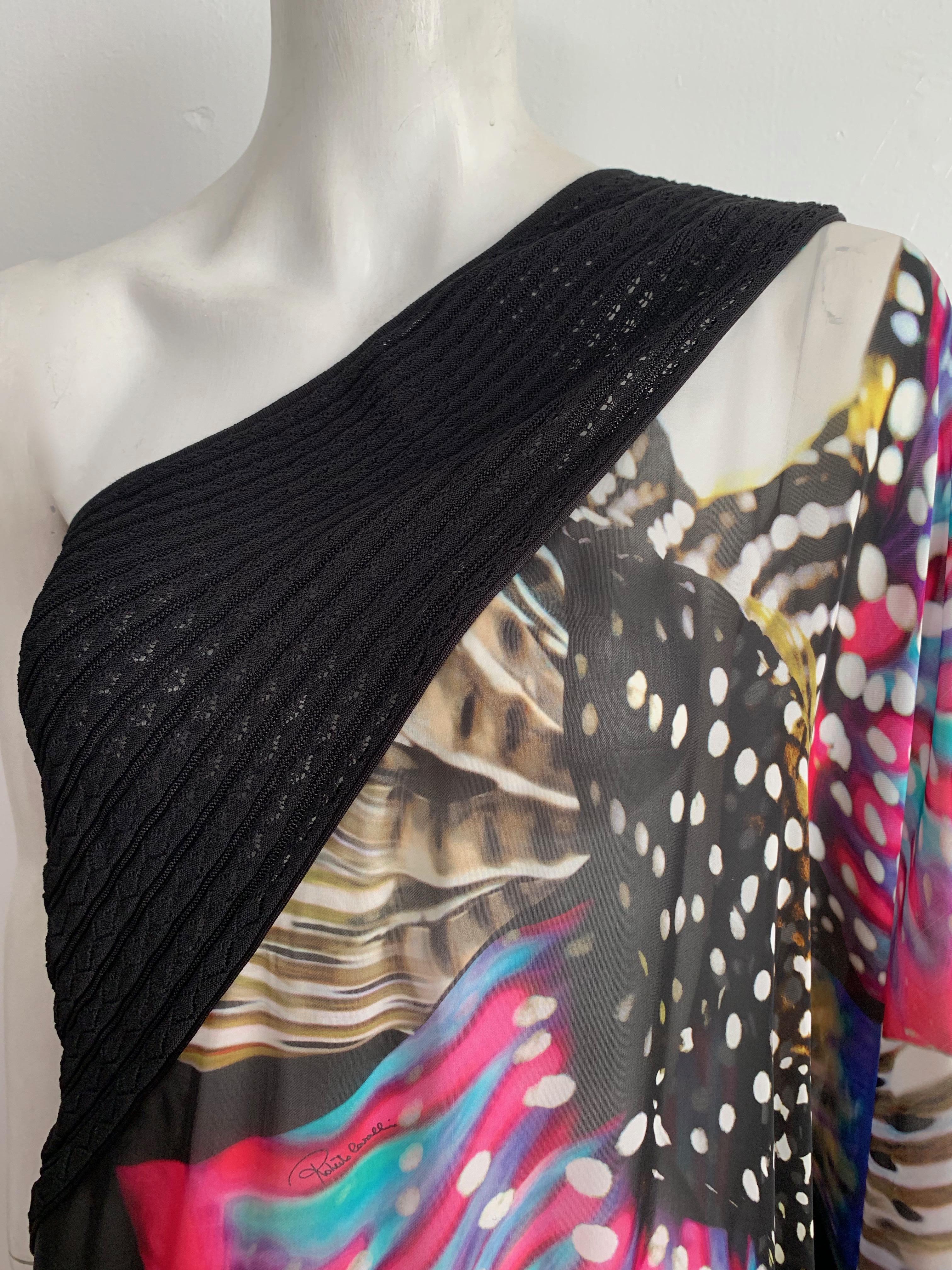 Roberto Cavalli Silk One Shoulder Dress Size 4.  For Sale 2