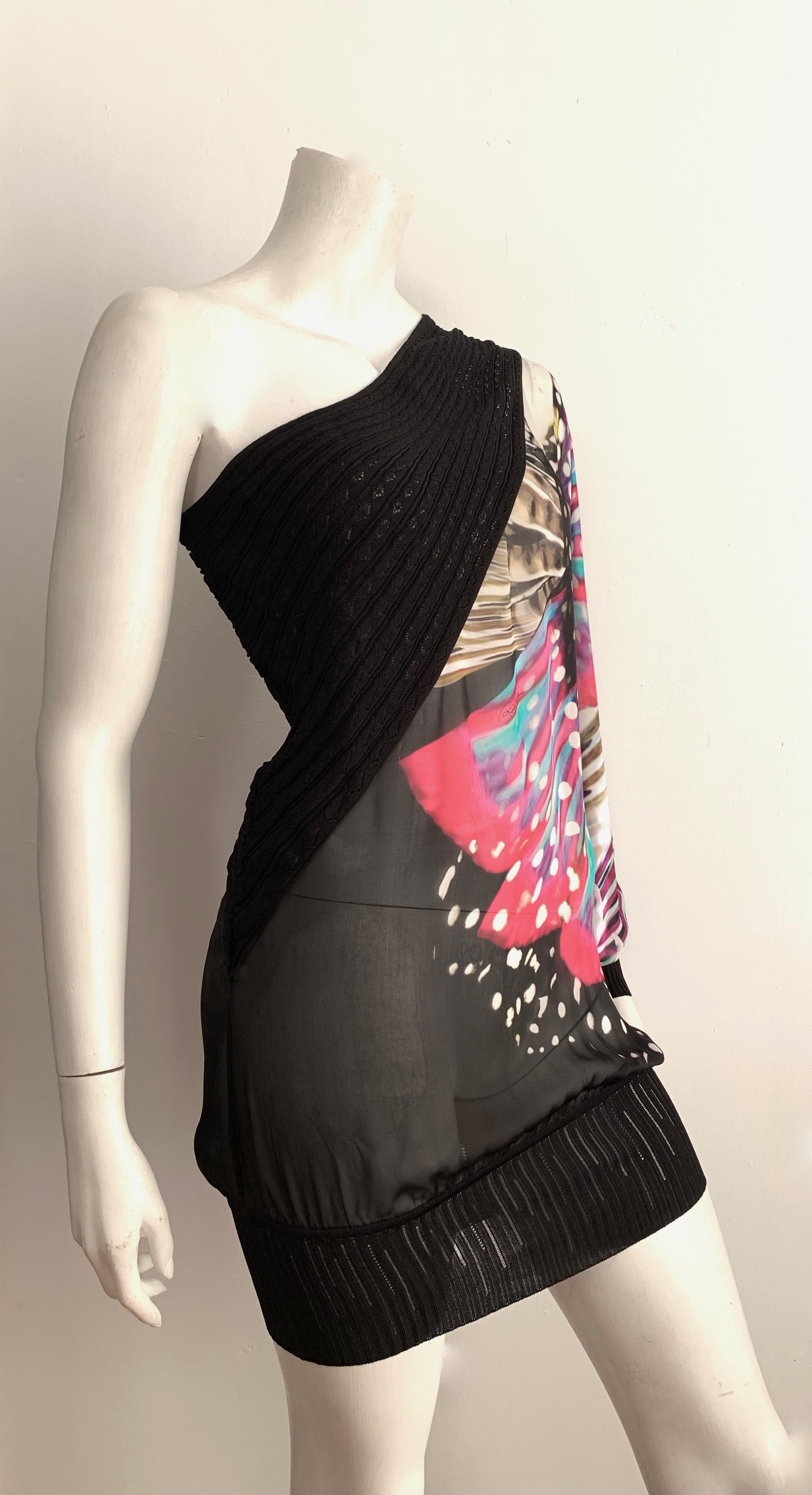 Roberto Cavalli Silk One Shoulder Dress Size 4.  For Sale 4