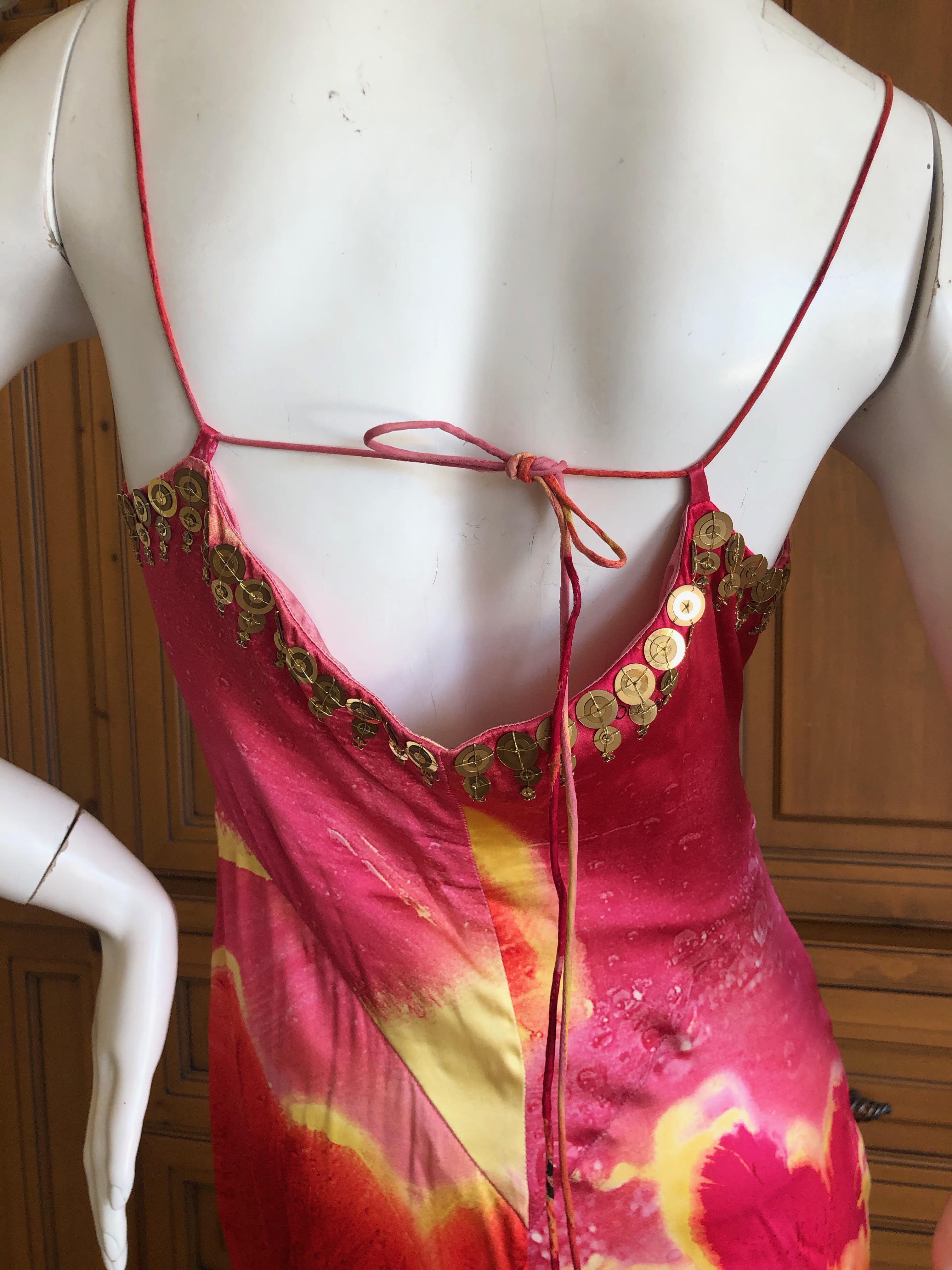 Women's Roberto Cavalli Silk Poppy Print Gypsy Dress with Gold 