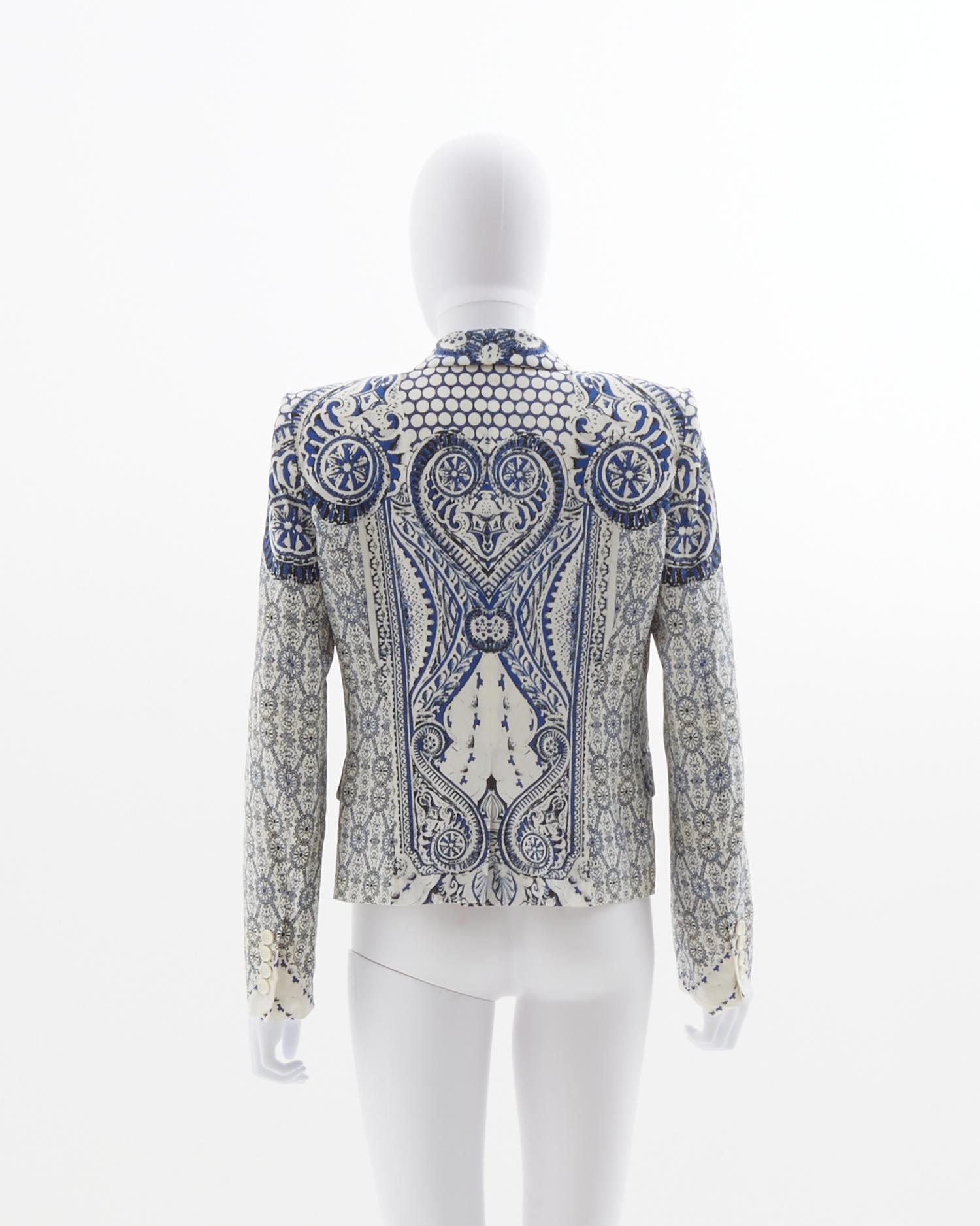 Gray Roberto Cavalli silk printed blazer, resort 2014 For Sale