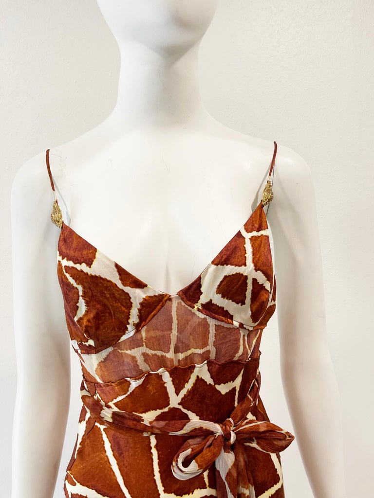 Roberto Cavalli Silk Printed Slip Dress In Excellent Condition For Sale In Austin, TX