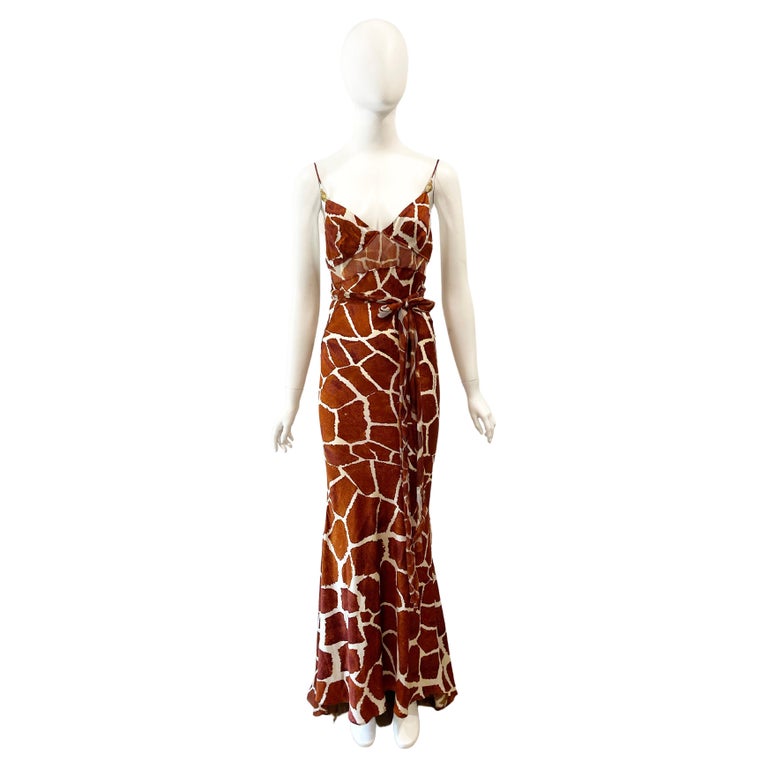 Roberto Cavalli Silk Printed Slip Dress For Sale