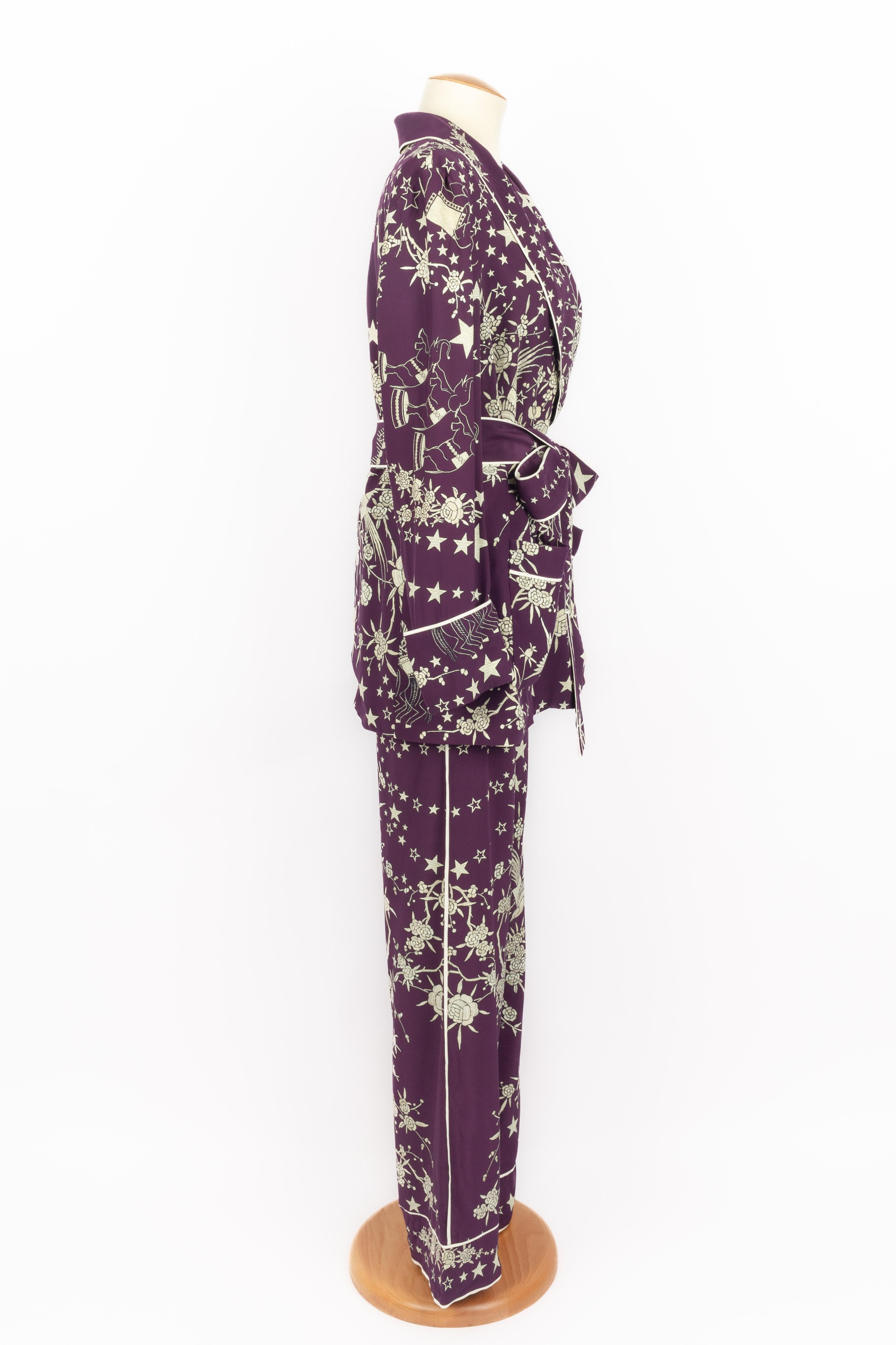 Gray Roberto Cavalli silk set For Sale