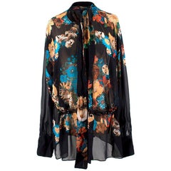 Roberto Cavalli Silk Sheer Floral Blouse US 12