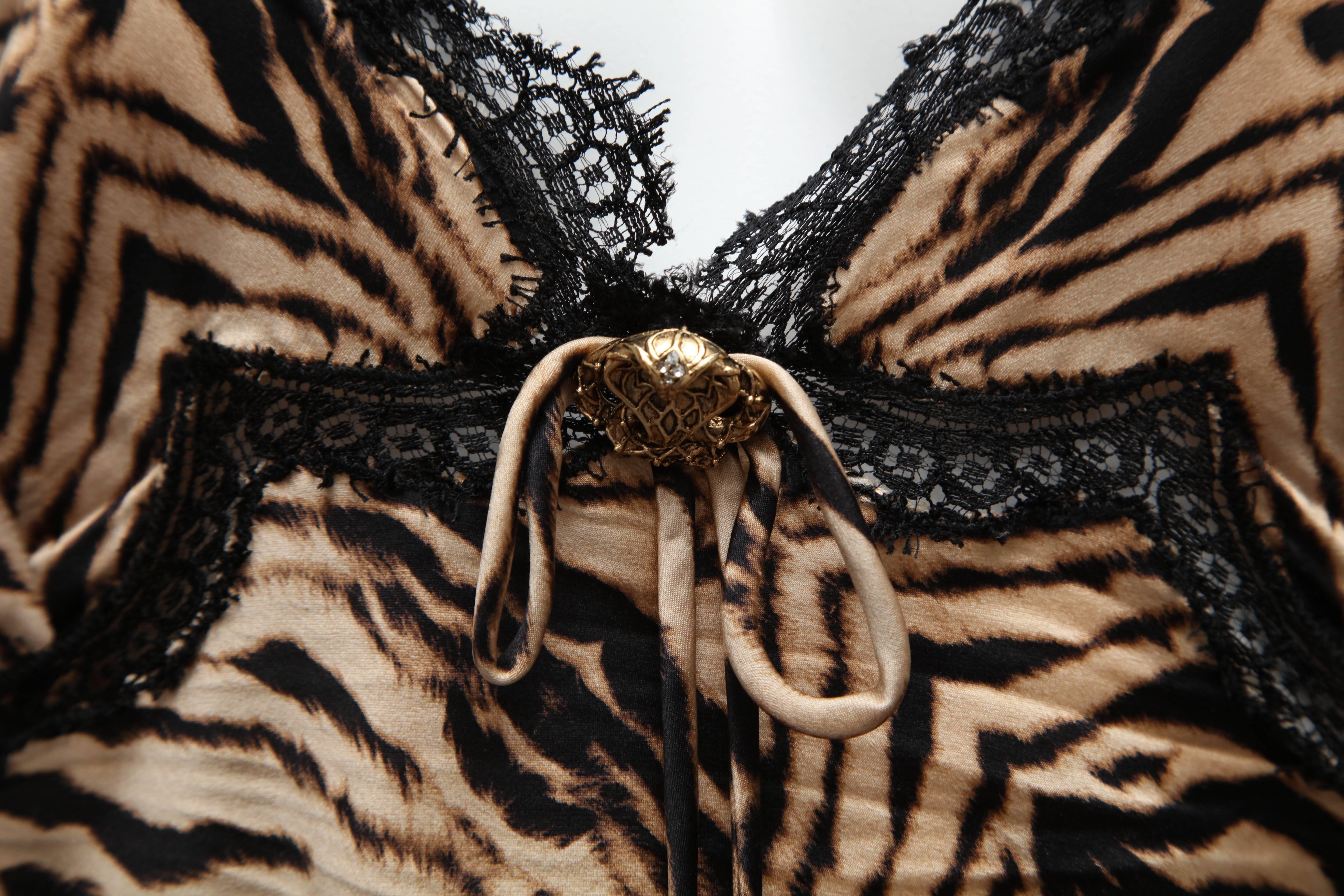Roberto Cavalli Silk Slip Leopard Print Dress In Good Condition For Sale In Chicago, IL
