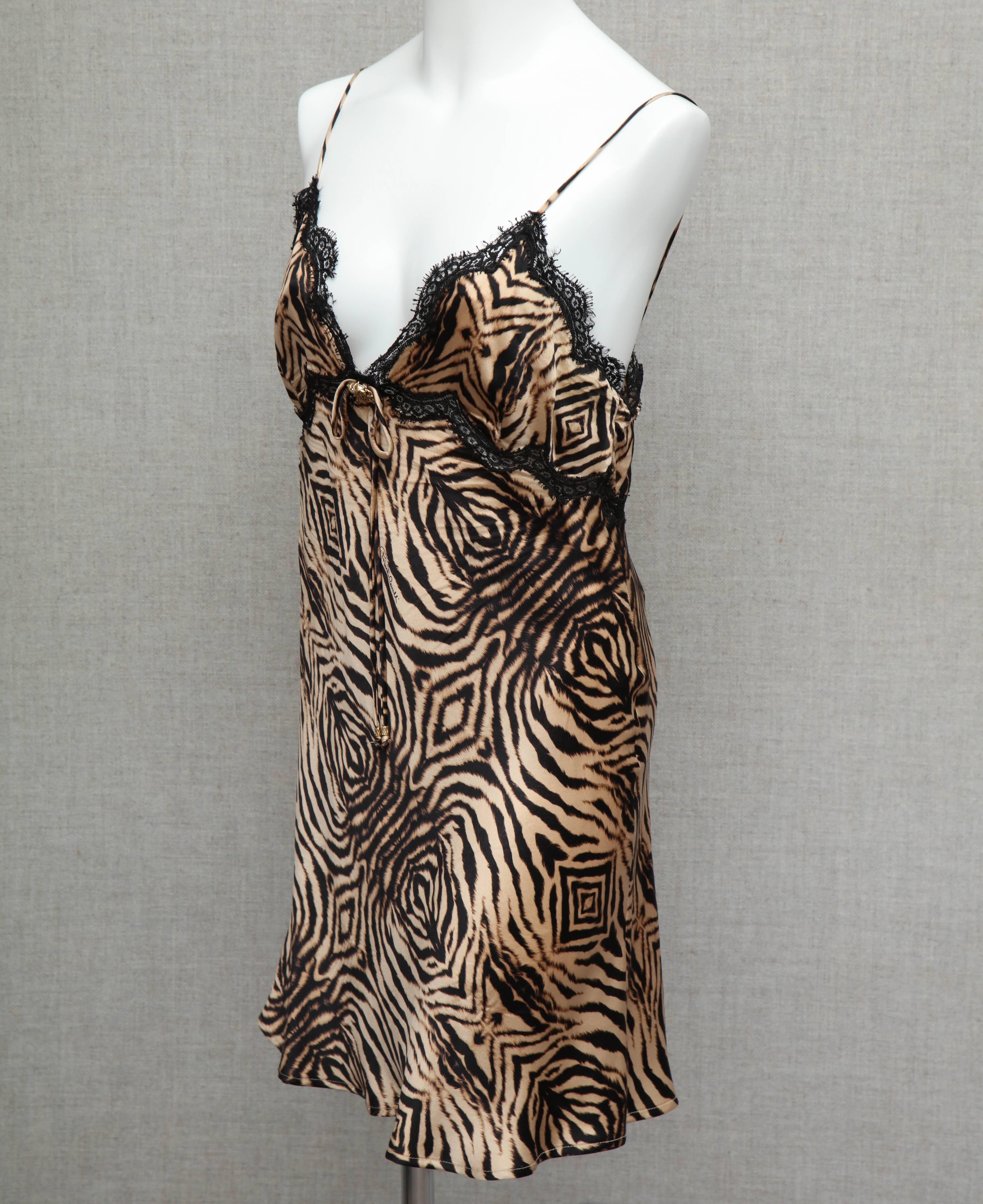 Roberto Cavalli Silk Slip Leopard Print Dress For Sale 1