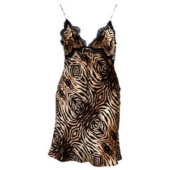 Roberto Cavalli Silk Slip Leopard Print Dress