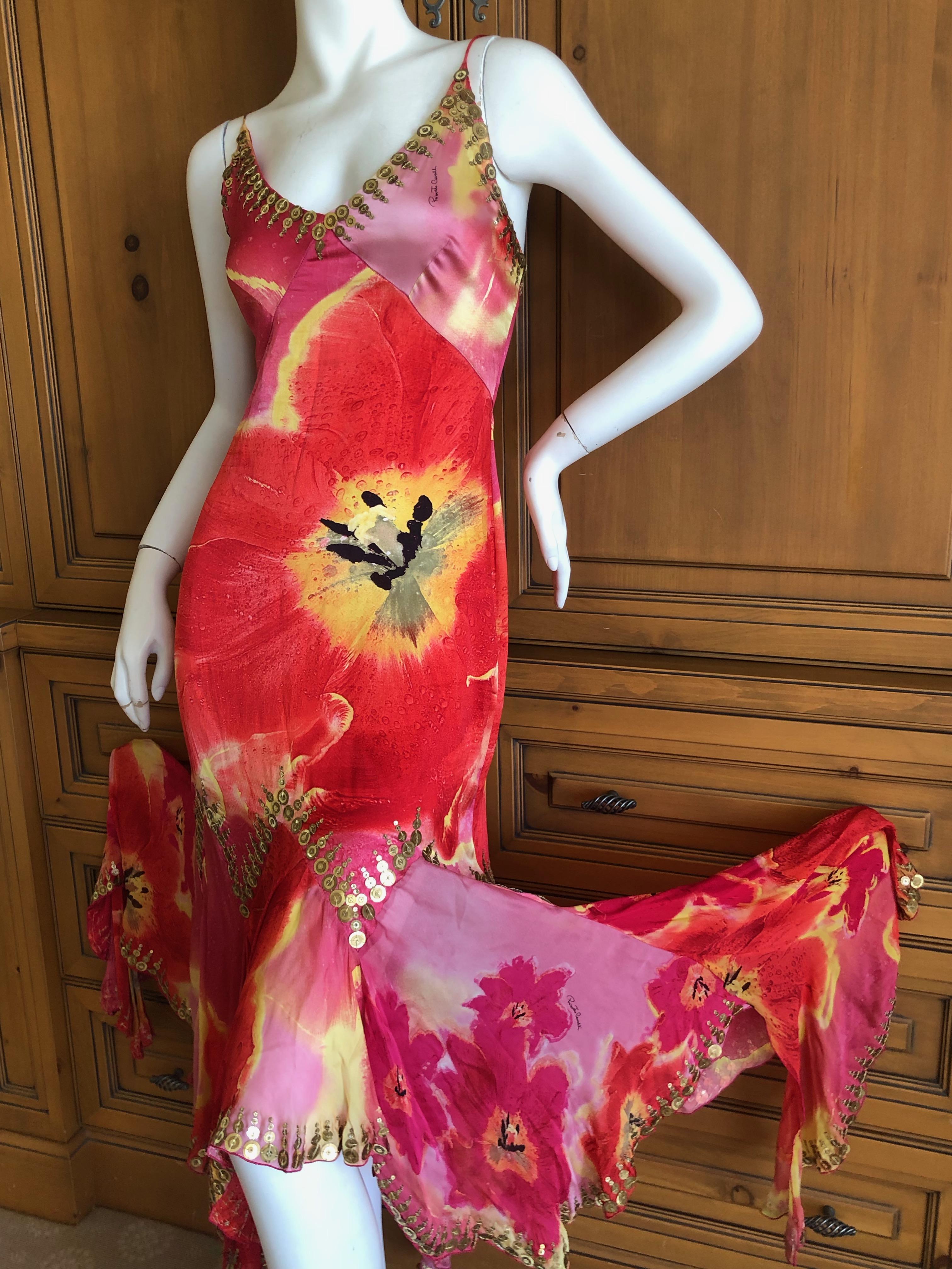 Roberto Cavalli Silk Tie Dye Gypsy Dress with Gold 