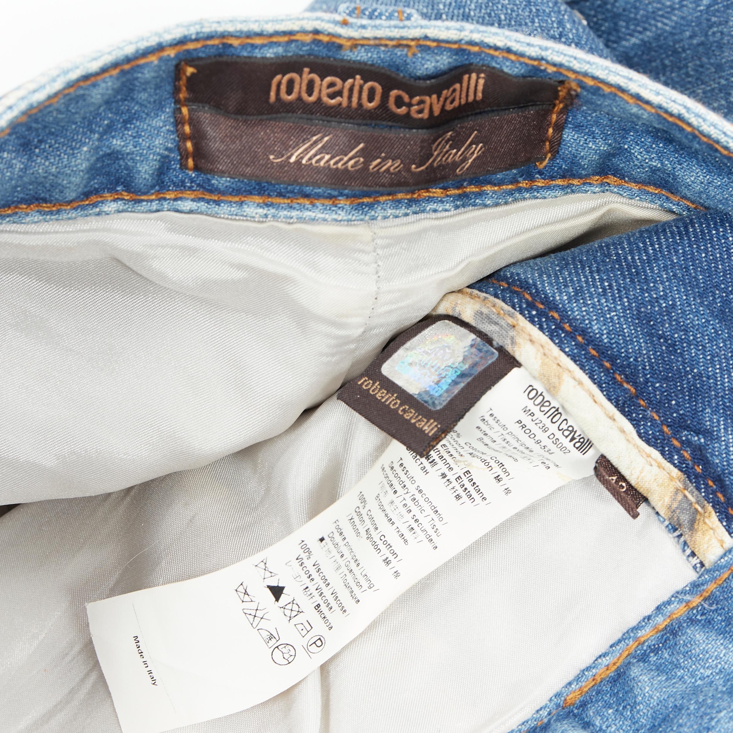 ROBERTO CAVALLI jeans boot cut impreziositi da perline d'argento e cristalli floreali IT42 M 5