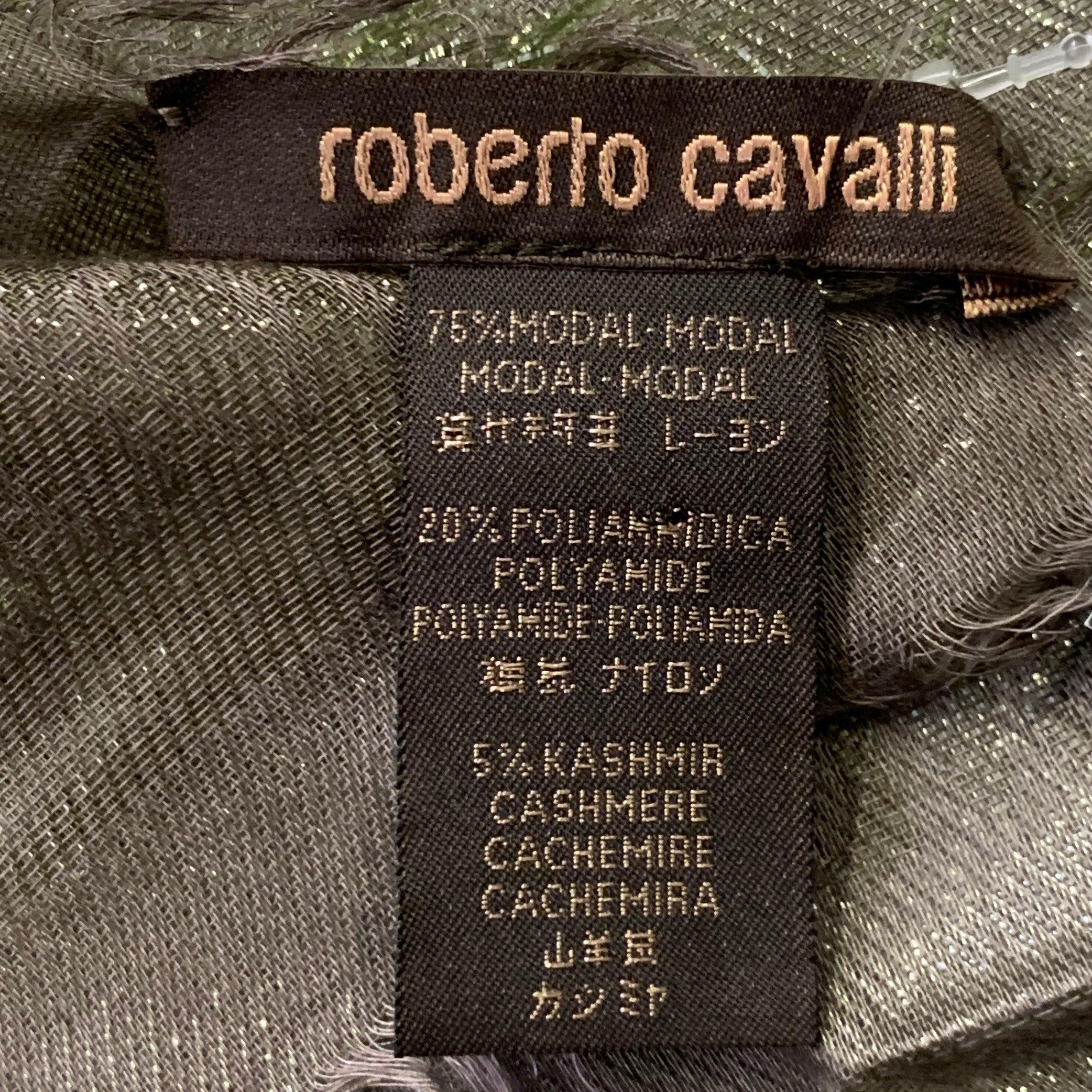 ROBERTO CAVALLI Sciarpa Jacquard in misto Modal marmorizzato Silver Olive Scialle in vendita 1