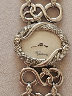 Roberto Cavalli Vintage Silver Stainless Steel Snake Wristwatch, Italy