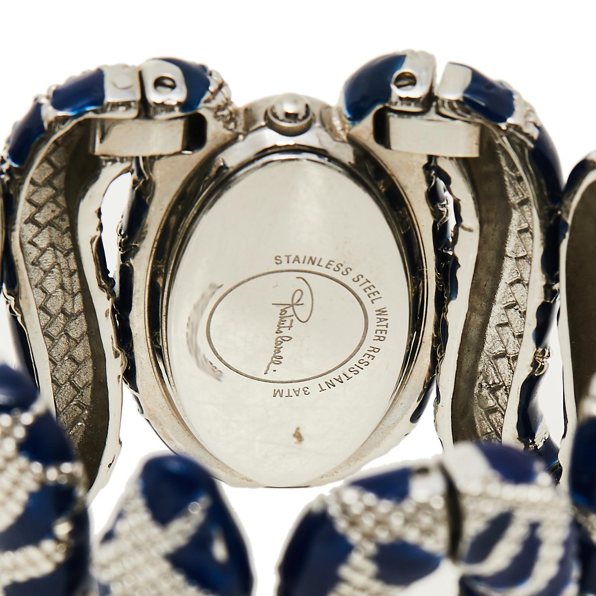 Contemporary Roberto Cavalli Silver Steel Cleopatra R7253195635 Women's Wristwatch 40 mm